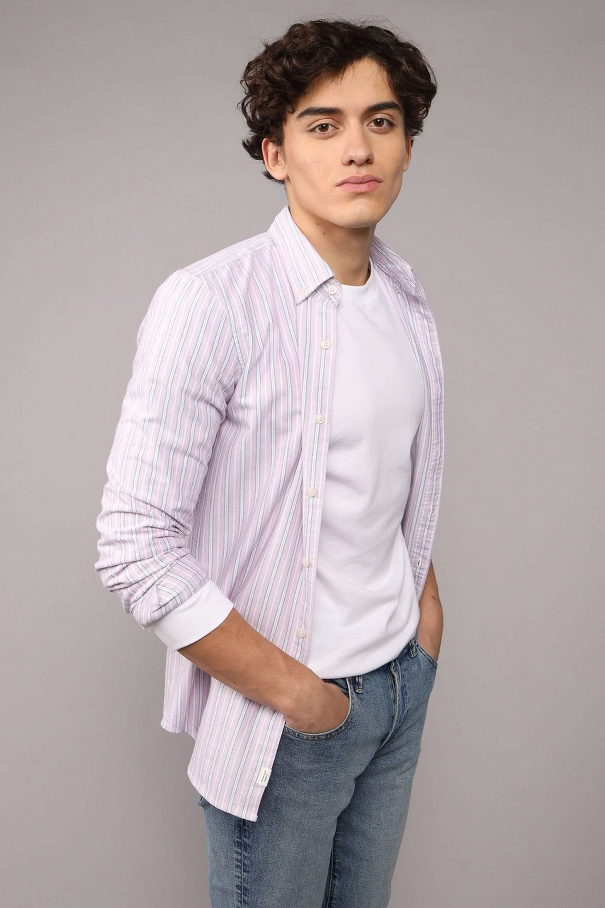 Solid-Cotton-Stretch-Slim-Fit-Men-s-Shirt