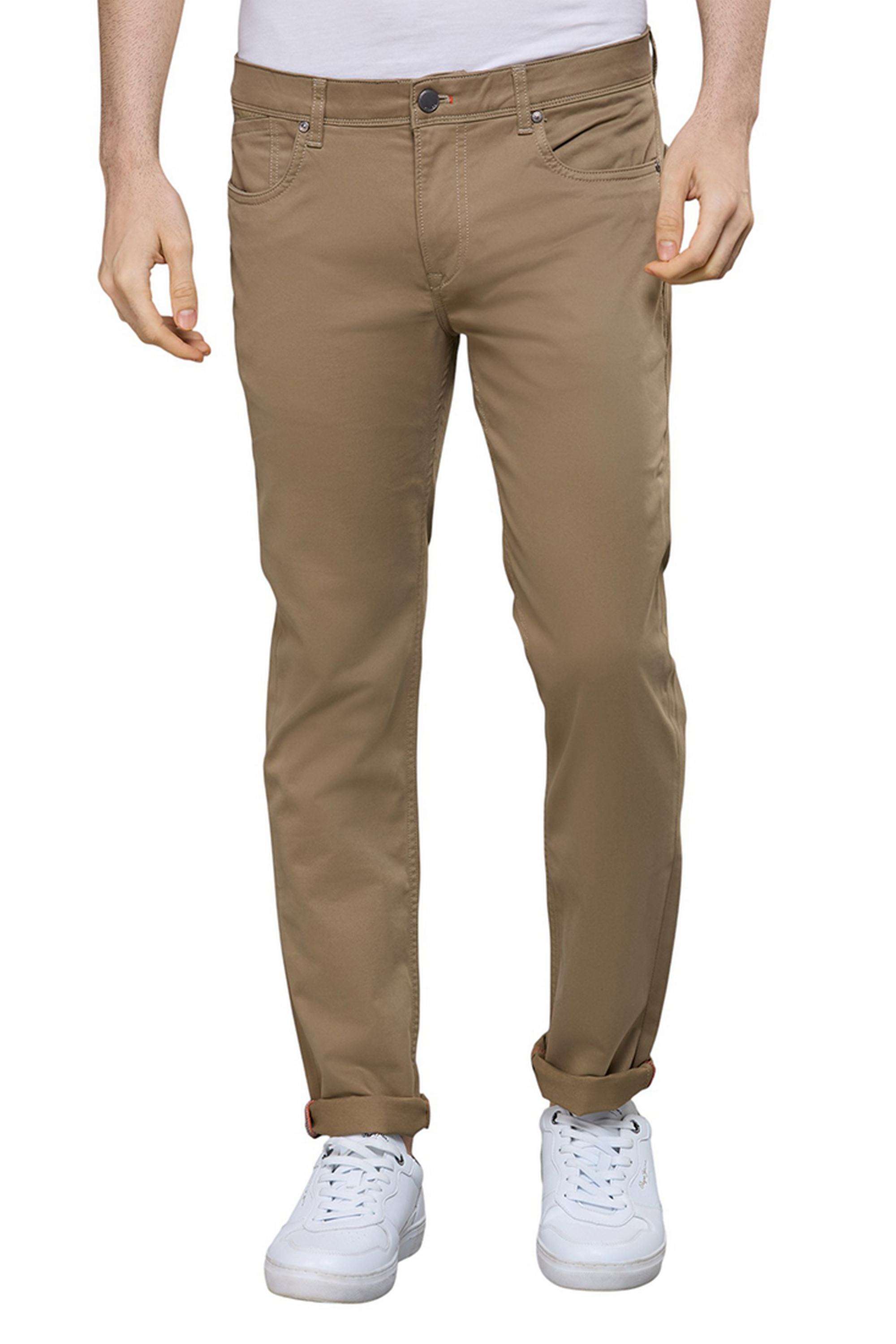 Solid-Polyester-Cotton-Straight-Fit-Men-s-Pants