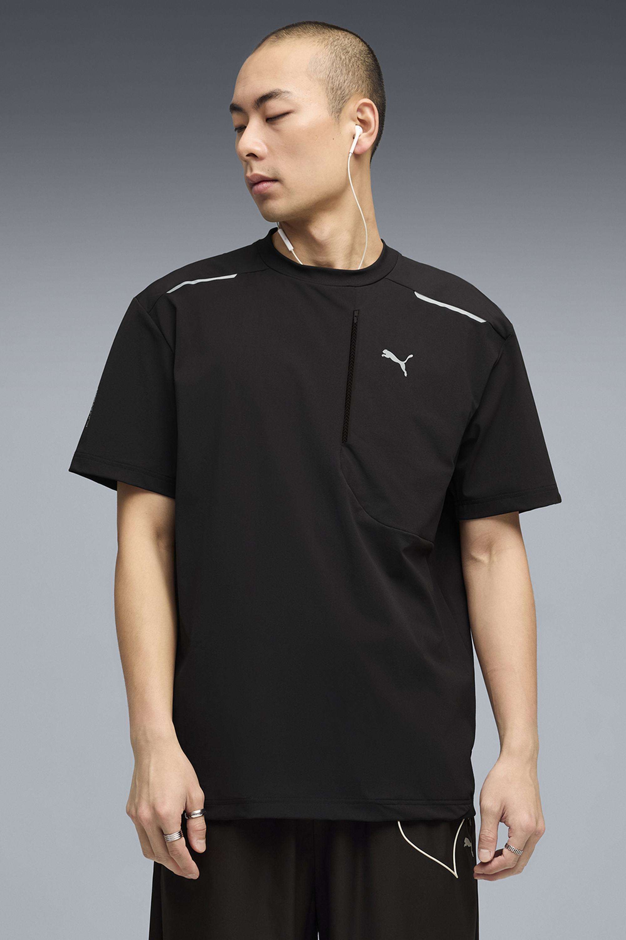 Solid-Nylon-Round-Neck-Men-s-T-Shirt
