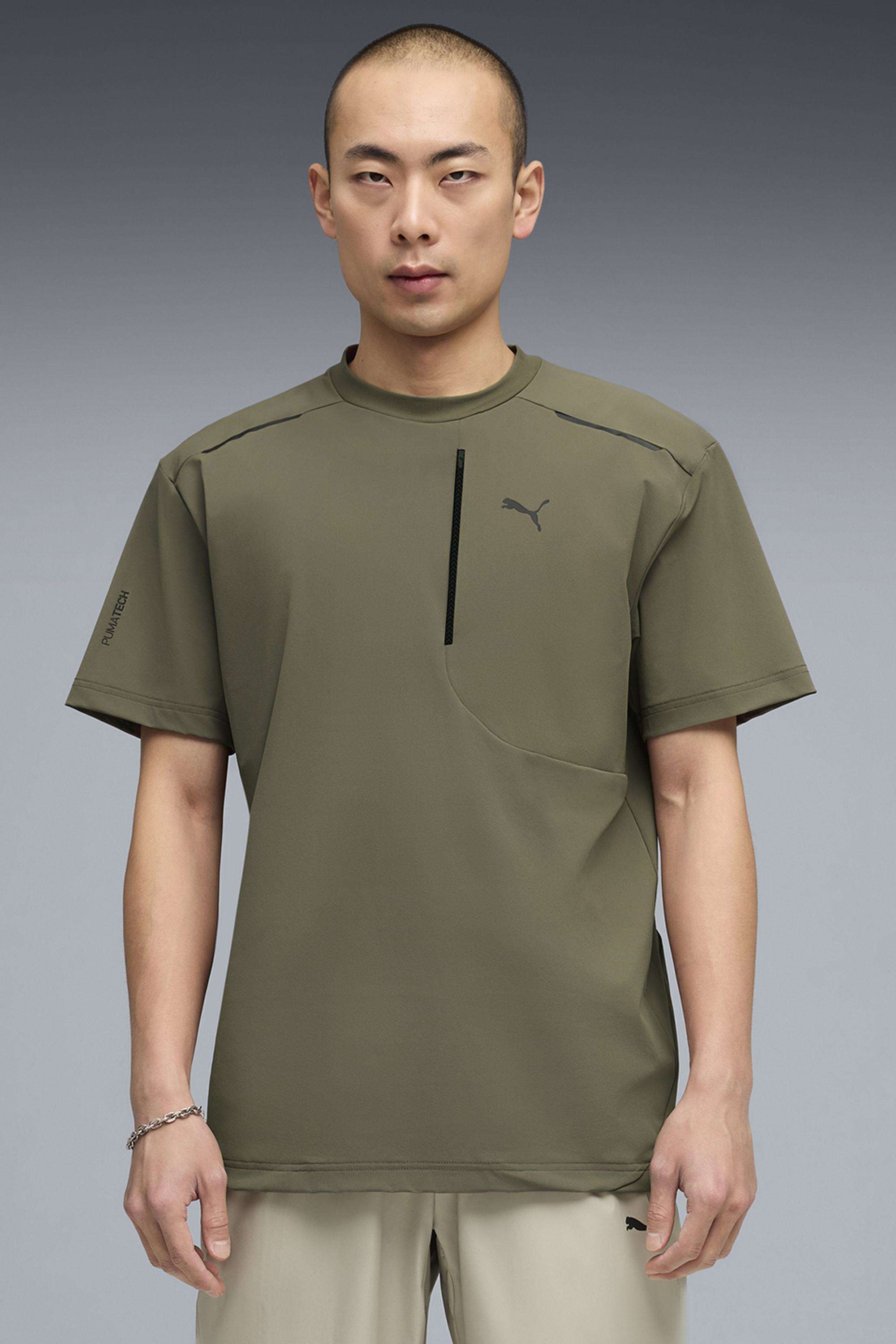 Solid-Nylon-Round-Neck-Men-s-T-Shirt