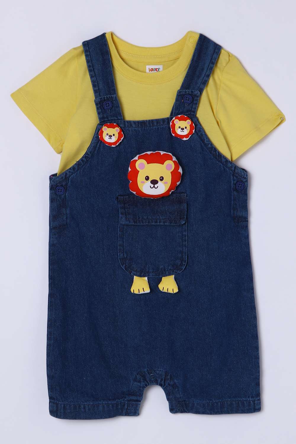 Solid-Cotton-Round-Neck-Infant-Boys-Casual-Wear-Dungaree