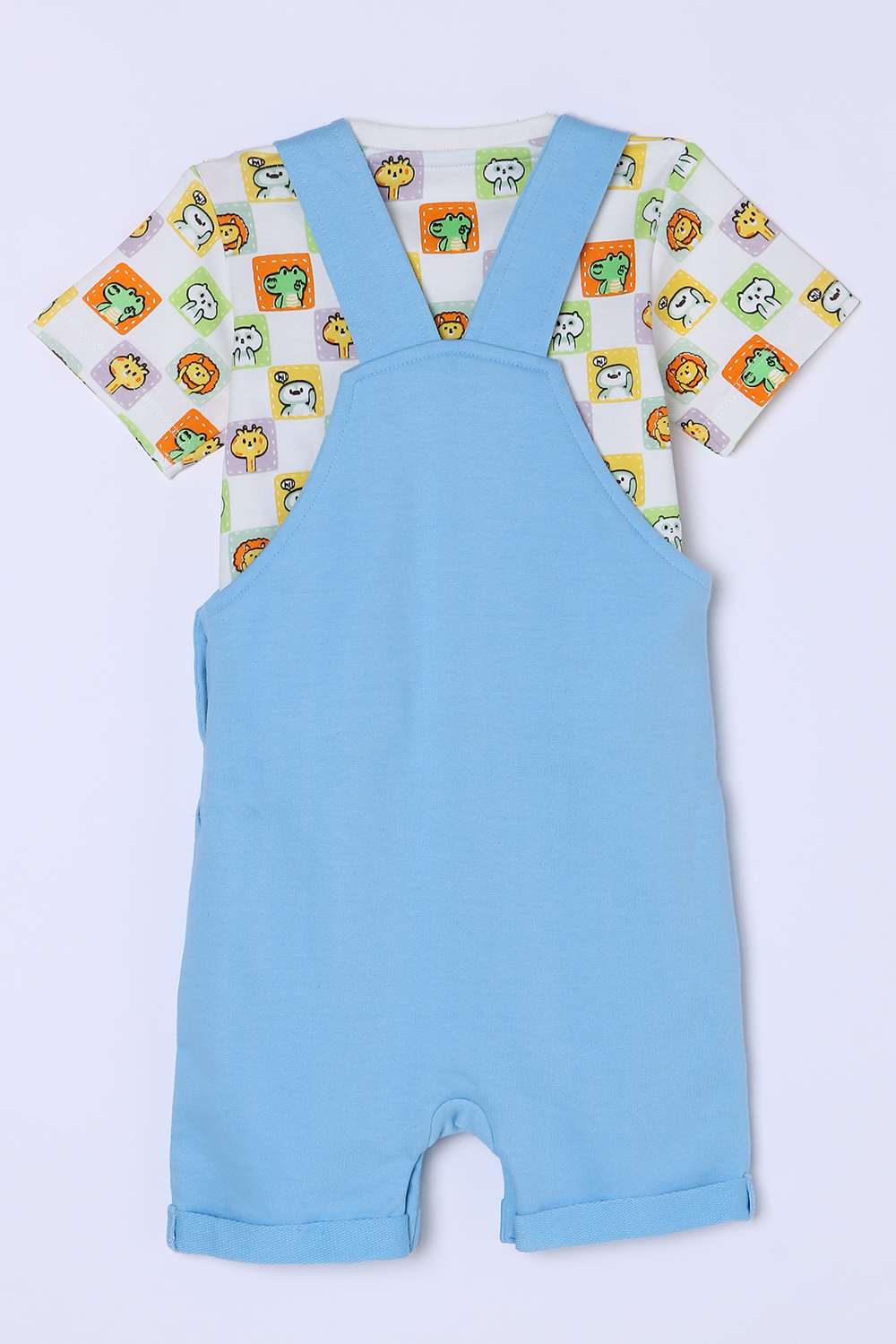 Solid-Cotton-Round-Neck-Infant-Boys-Dungaree