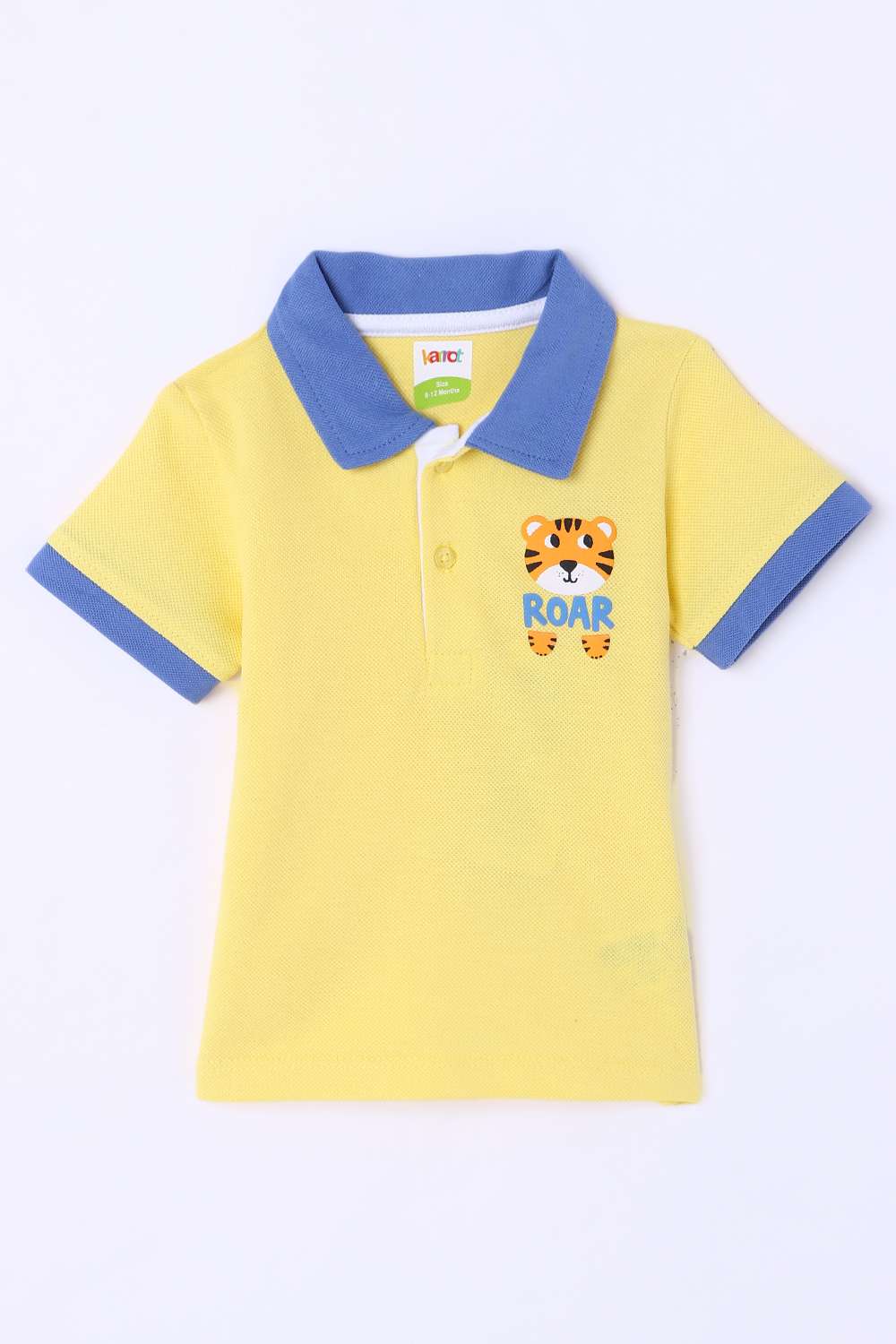 Color-Block-Blended-Fabric-Collared-Infant-Boys-T-Shirt