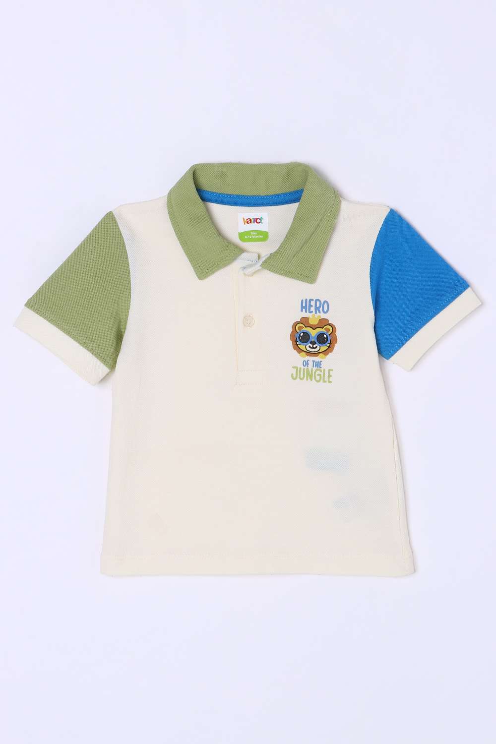 Color-Block-Cotton-Collared-Infant-Boys-T-Shirt