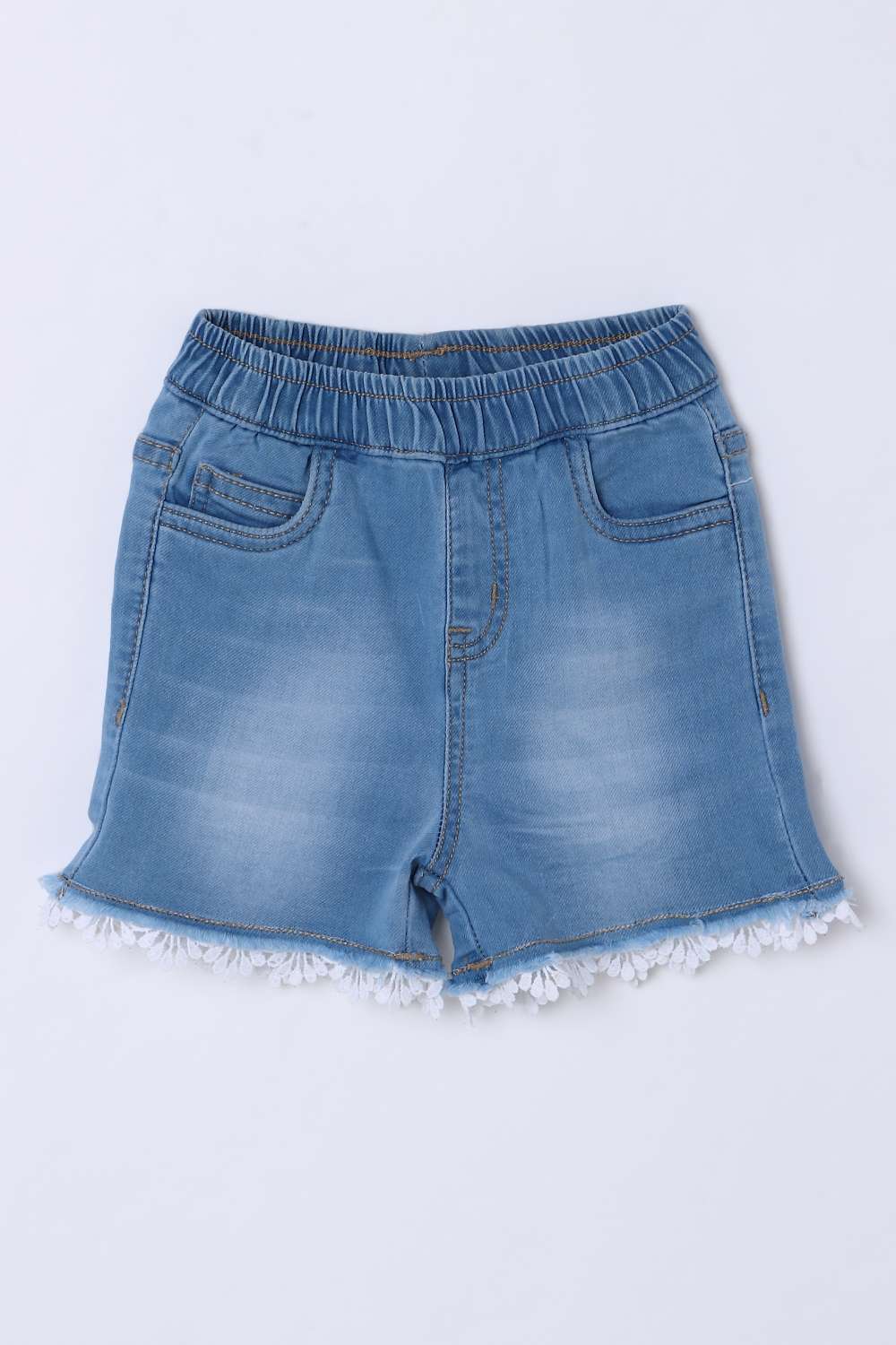 Solid-Denim-Regular-Fit-Infant-Girls-Shorts