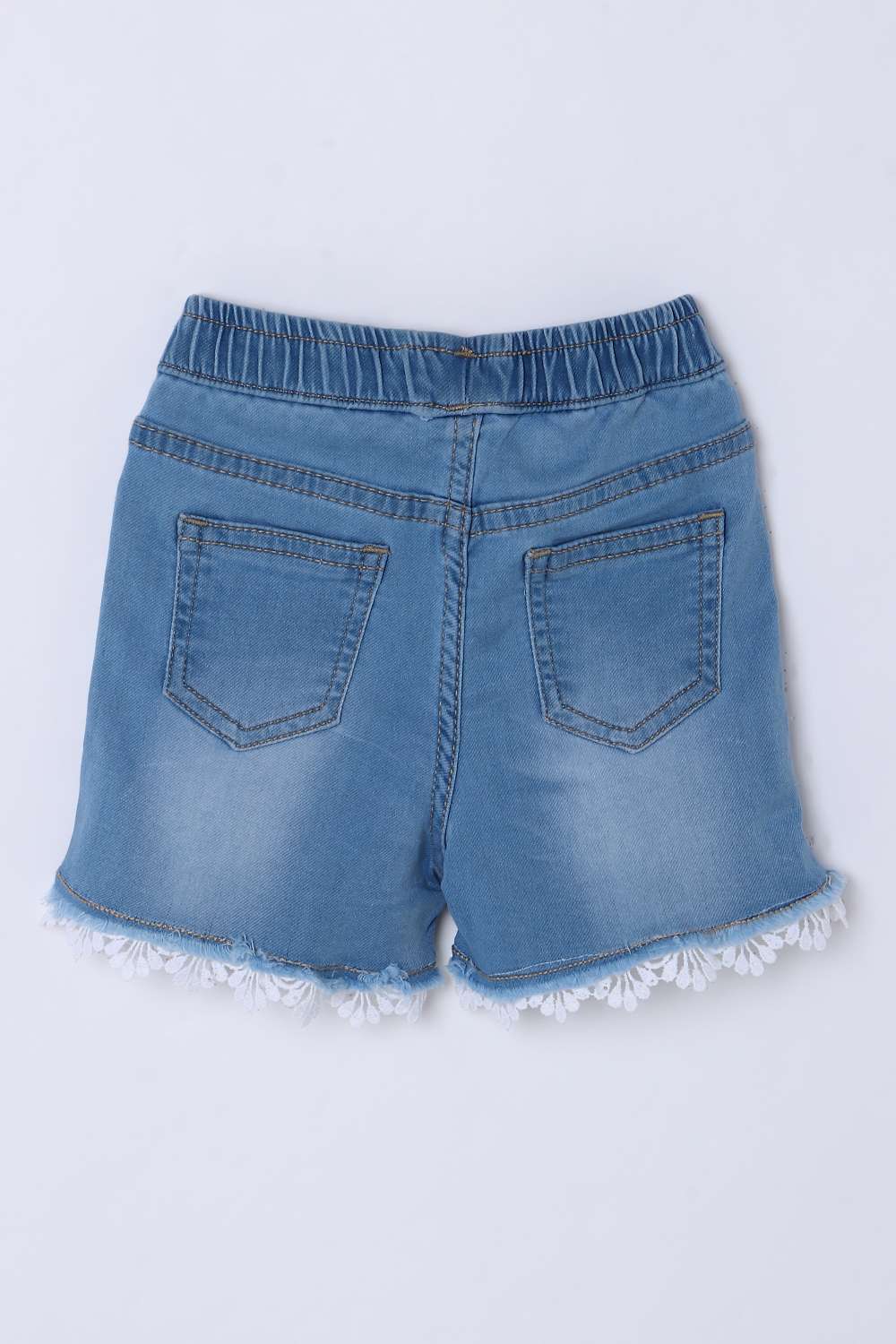 Solid-Denim-Regular-Fit-Infant-Girls-Shorts