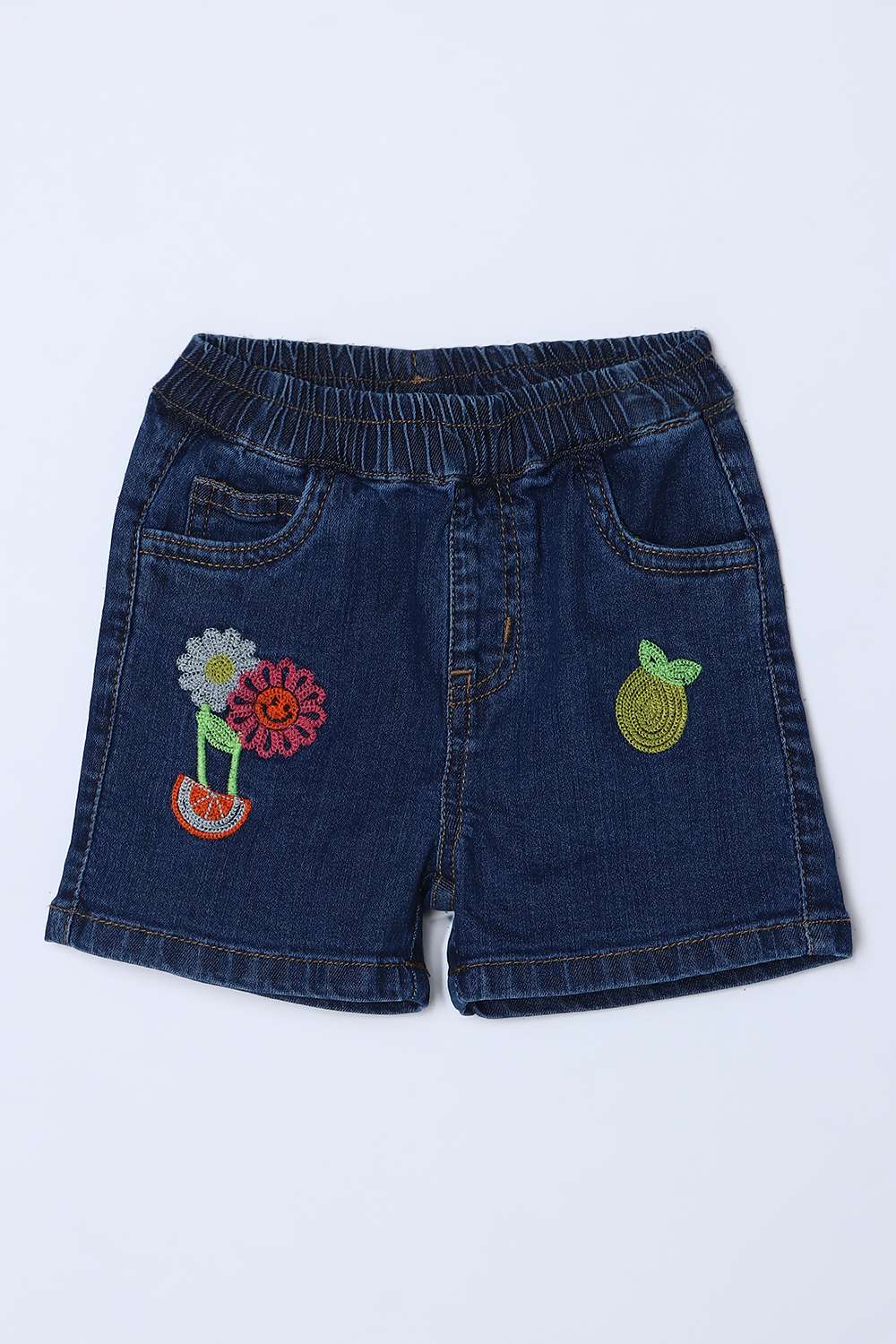 Solid-Blended-Fabric-Regular-Fit-Infant-Girls-Shorts