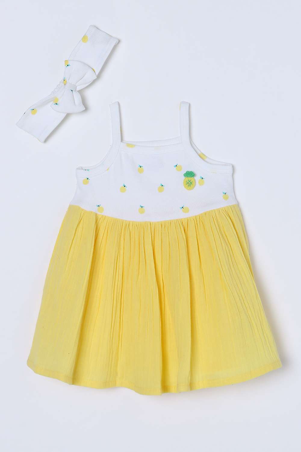 Solid-Cotton-Round-Neck-Infant-Girls-Dress