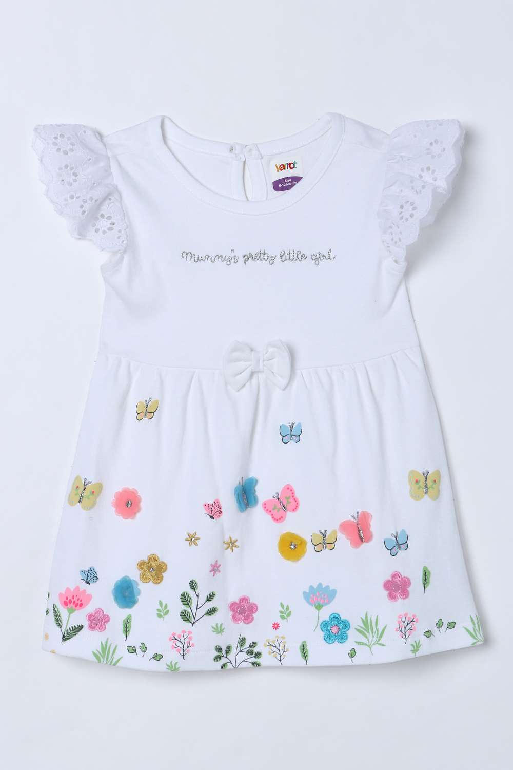 Solid-Blended-Fabric-Round-Neck-Infant-Girls-Dress