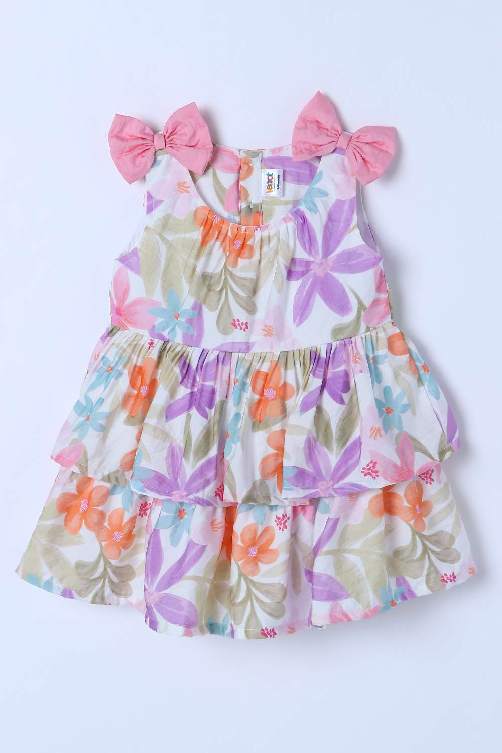 Printed-Blended-Fabric-Round-Neck-Infant-Girls-Dress