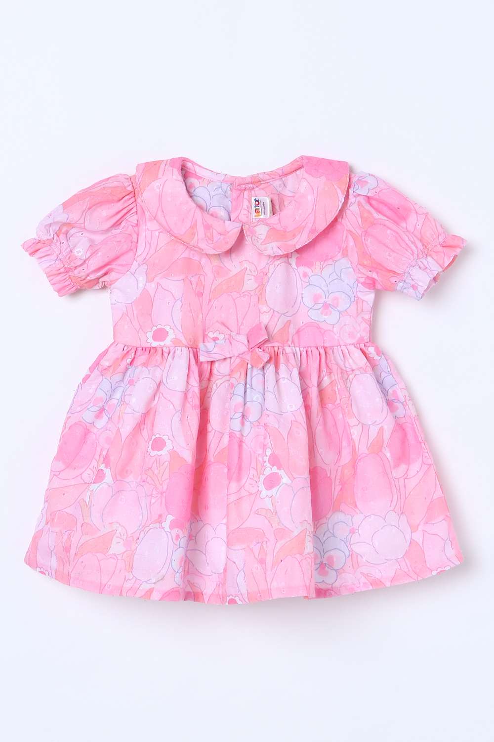 Printed-Blended-Fabric-Collared-Infant-Girls-Dress