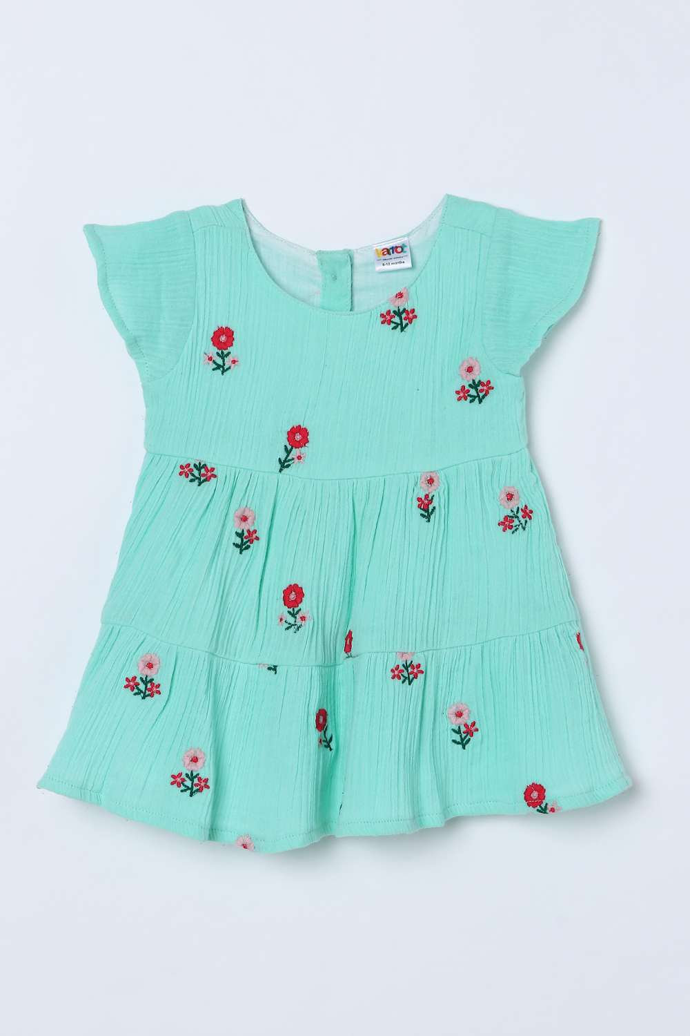 Solid-Cotton-Round-Neck-Infant-Girls-Dress