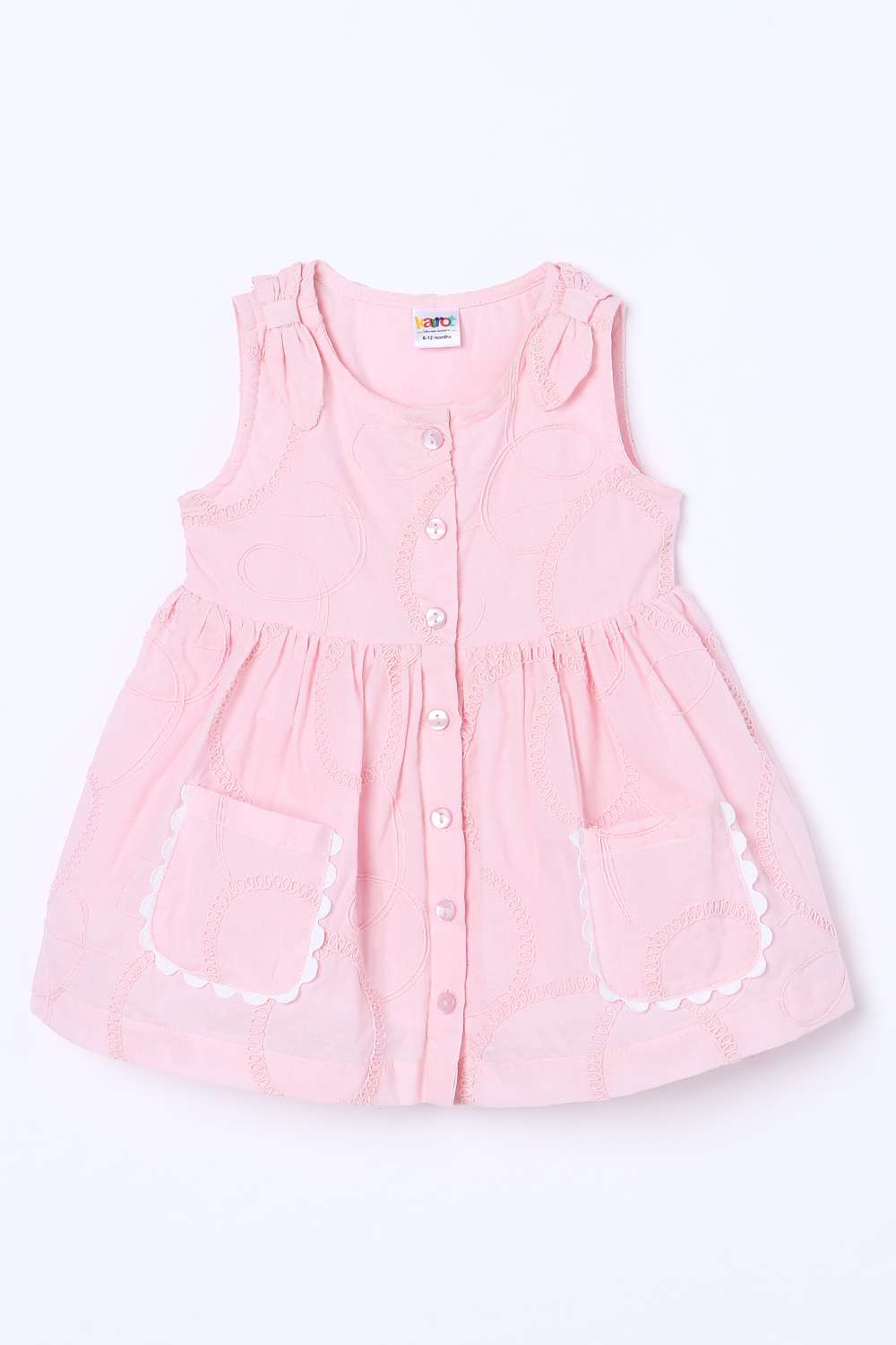Solid-Cotton-Round-Neck-Infant-Girls-Dress
