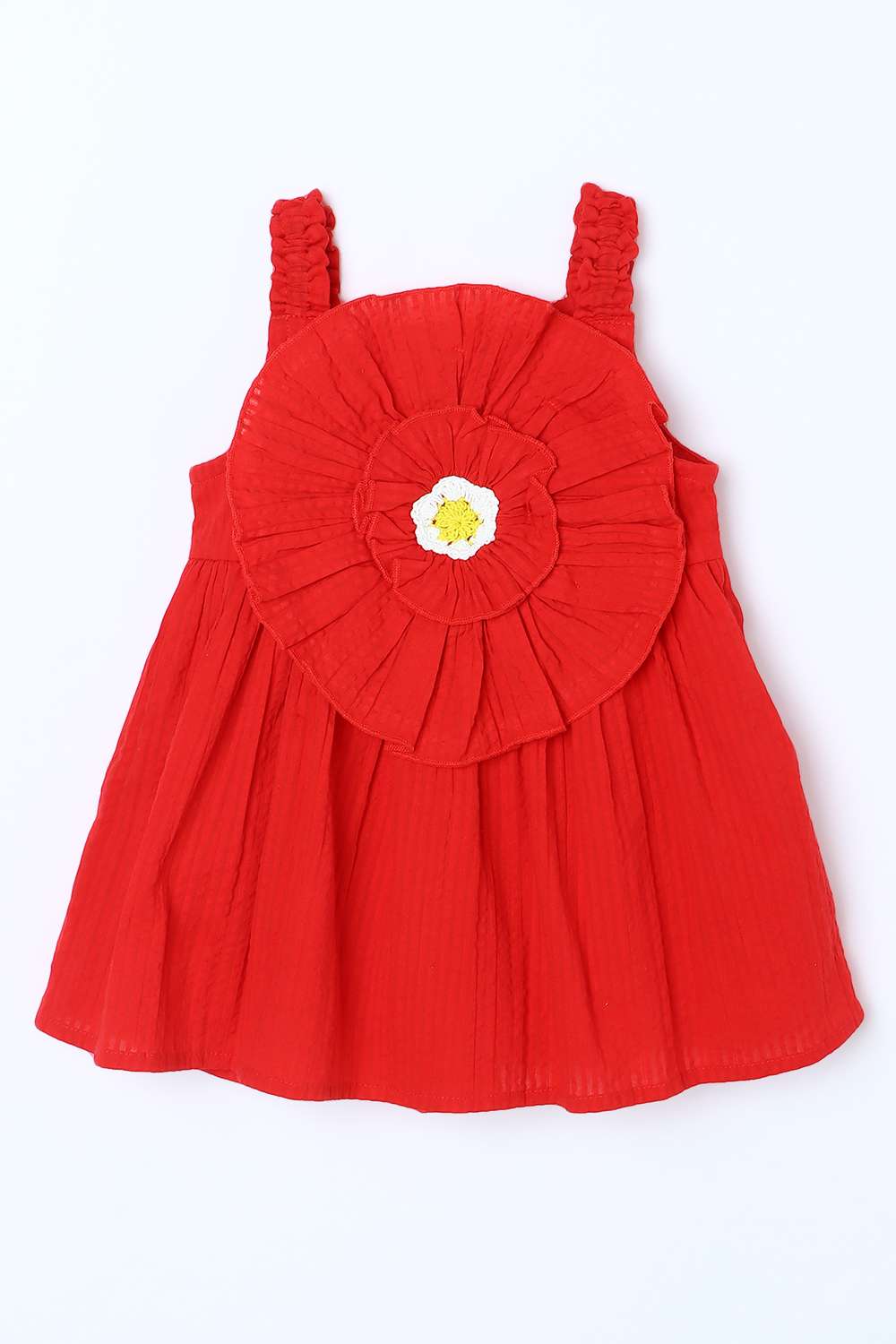 Solid-Cotton-Round-Neck-Infant-Girls-Casual-Wear-Dress