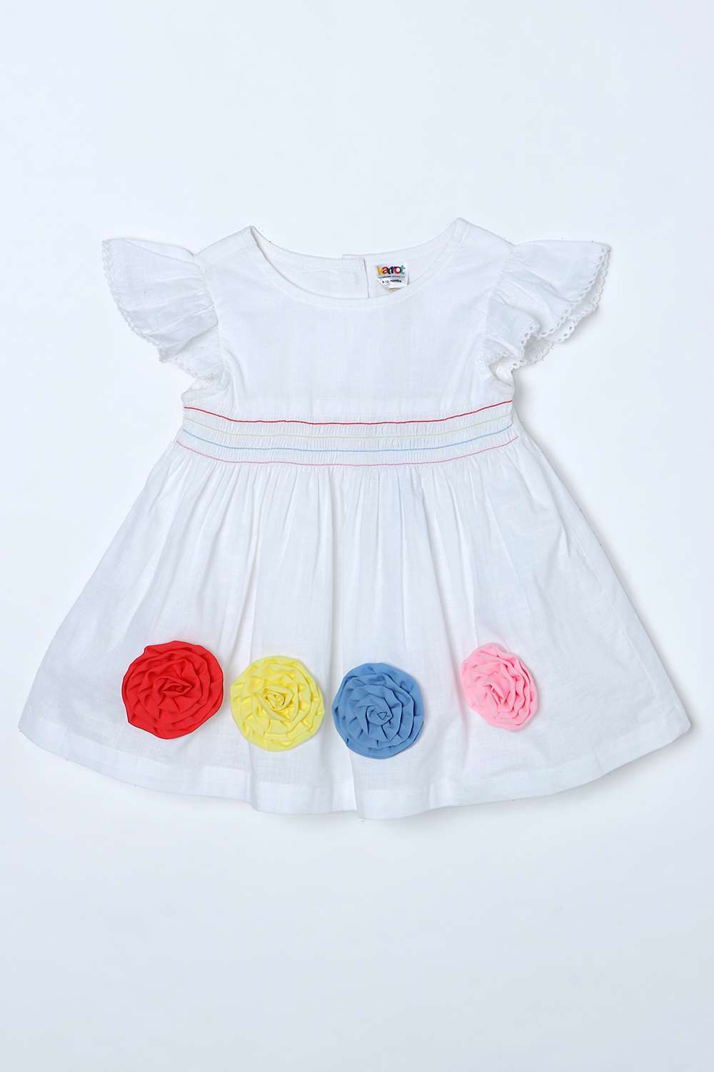 Solid-Cotton-Round-Neck-Infant-Girls-Casual-Wear-Dress