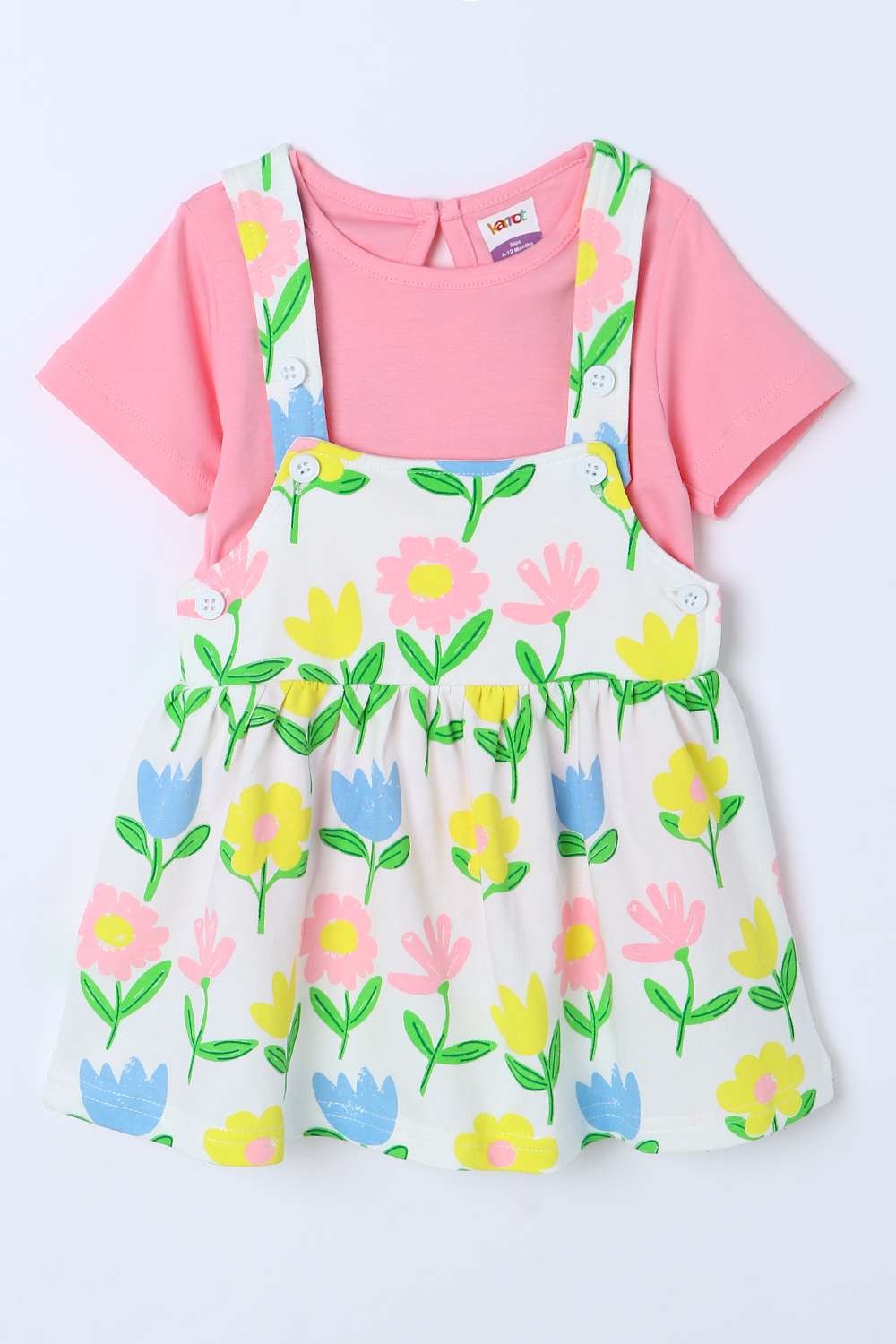 Printed-Cotton-Round-Neck-Infant-Girls-Casual-Wear-Dungaree
