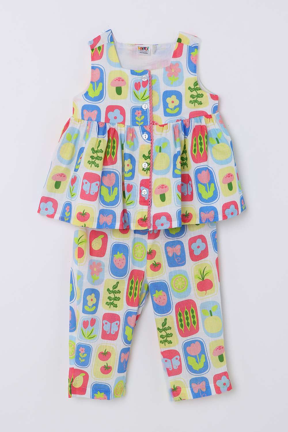 Graphic-Print-Blended-Fabric-Round-Neck-Infant-Girls-Casual-Wear-Co-Ord-Set