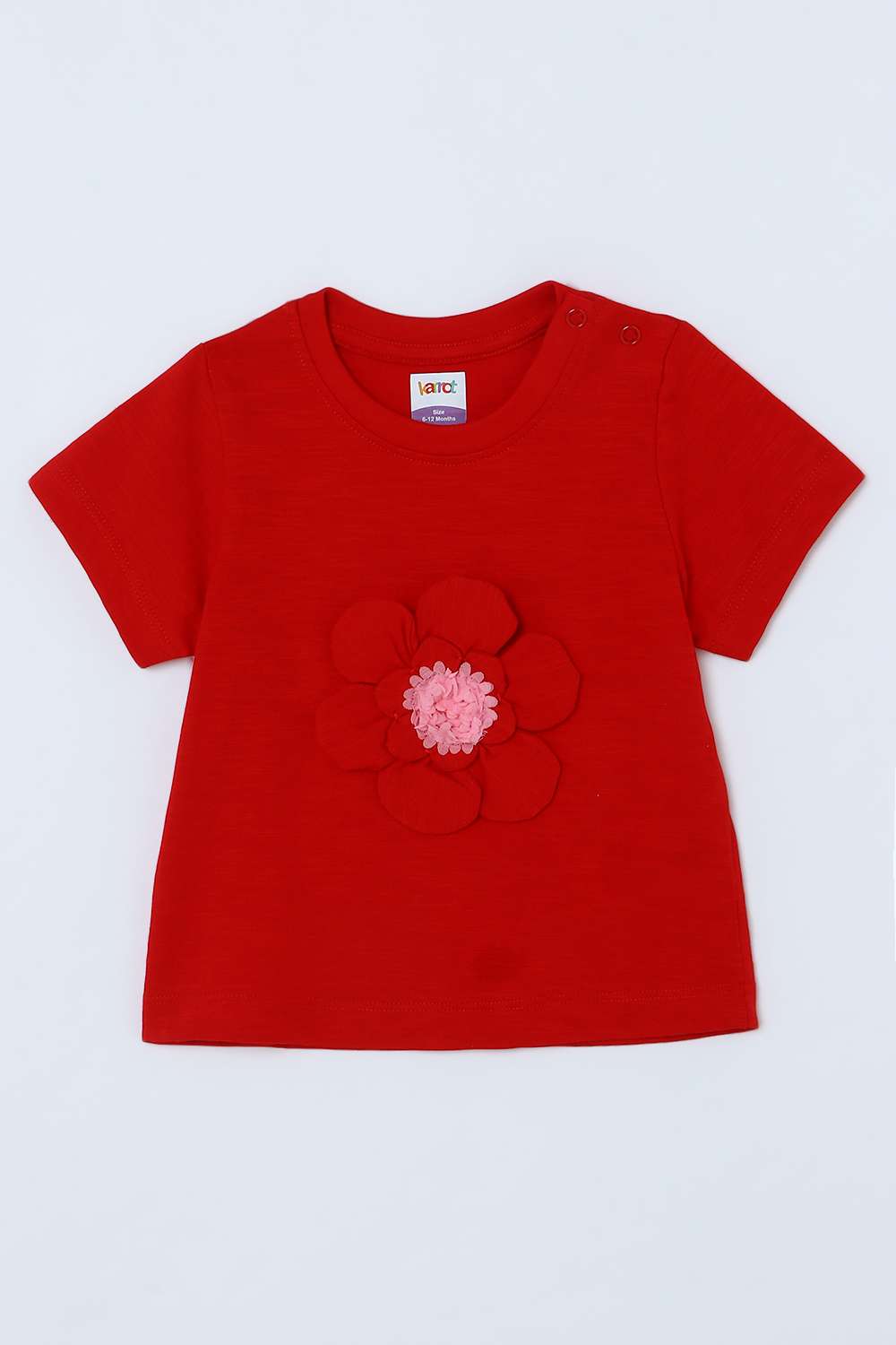 Solid-Cotton-Round-Neck-Infant-Girls-T-Shirt