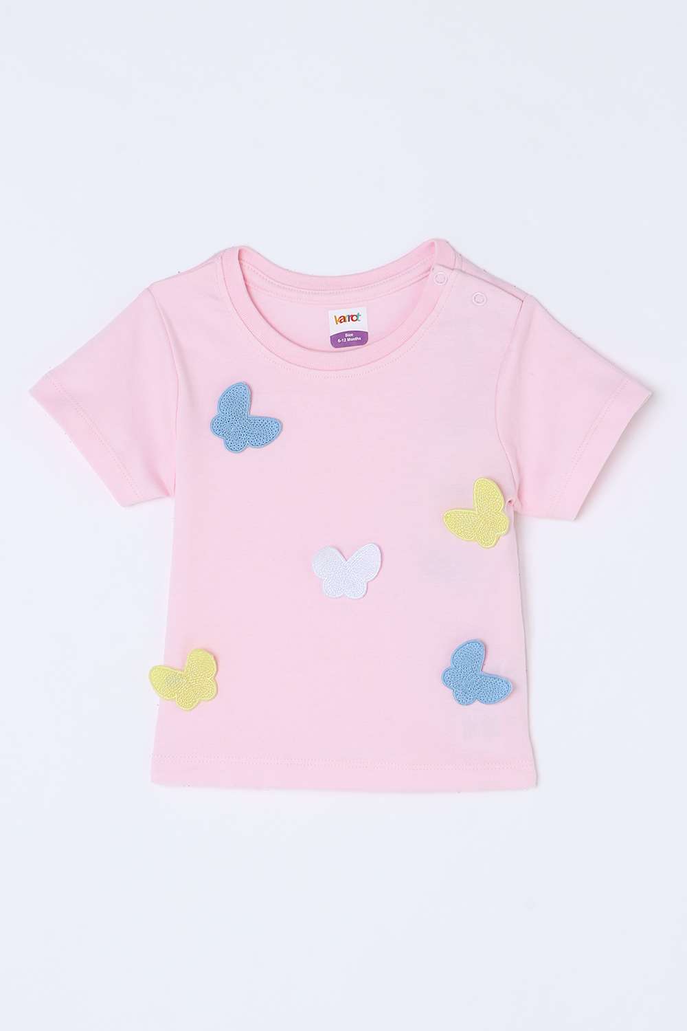 Embellished-Cotton-Round-Neck-Infant-Girls-T-Shirt