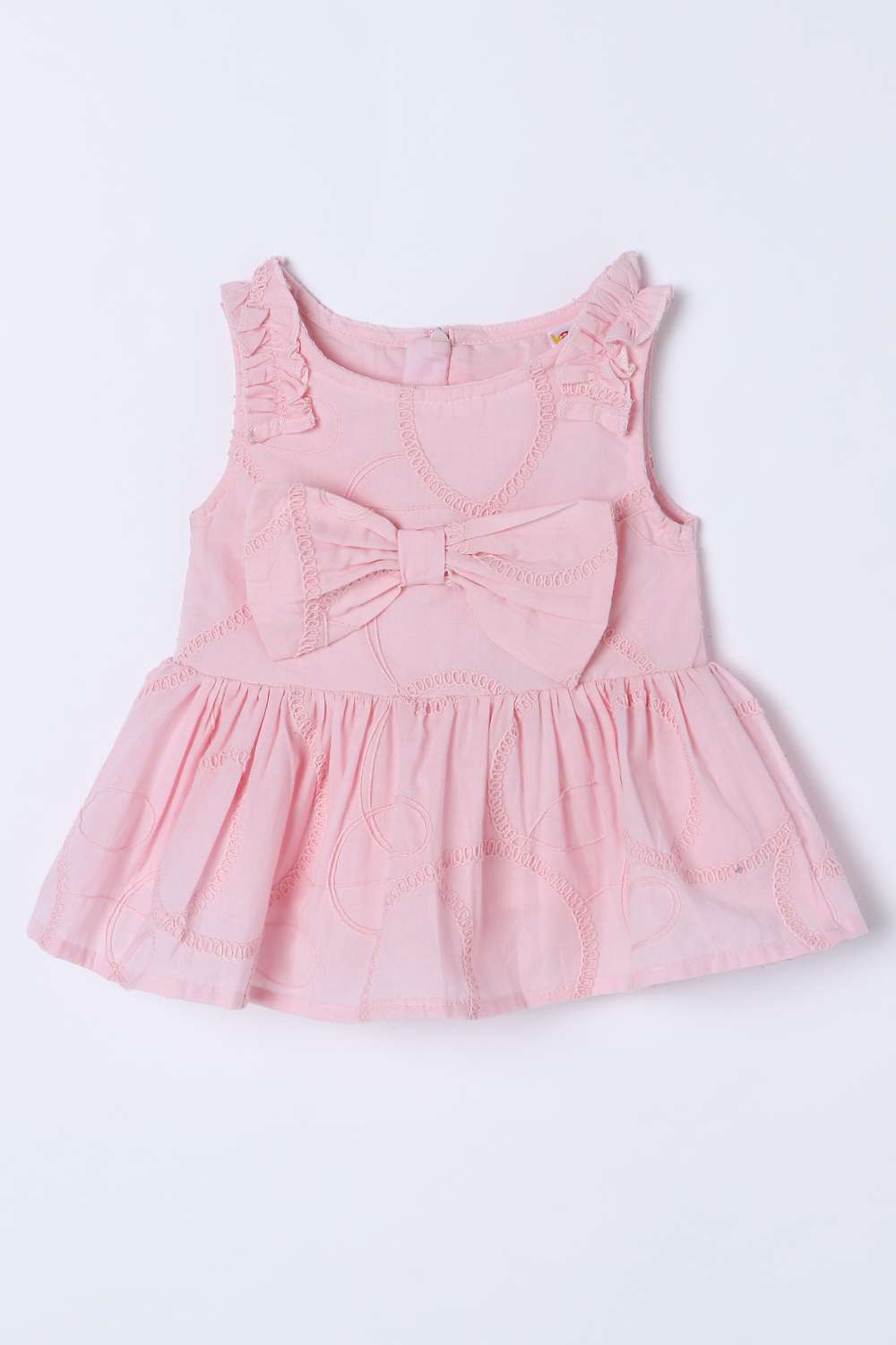 Solid-Cotton-Round-Neck-Infant-Girls-Top