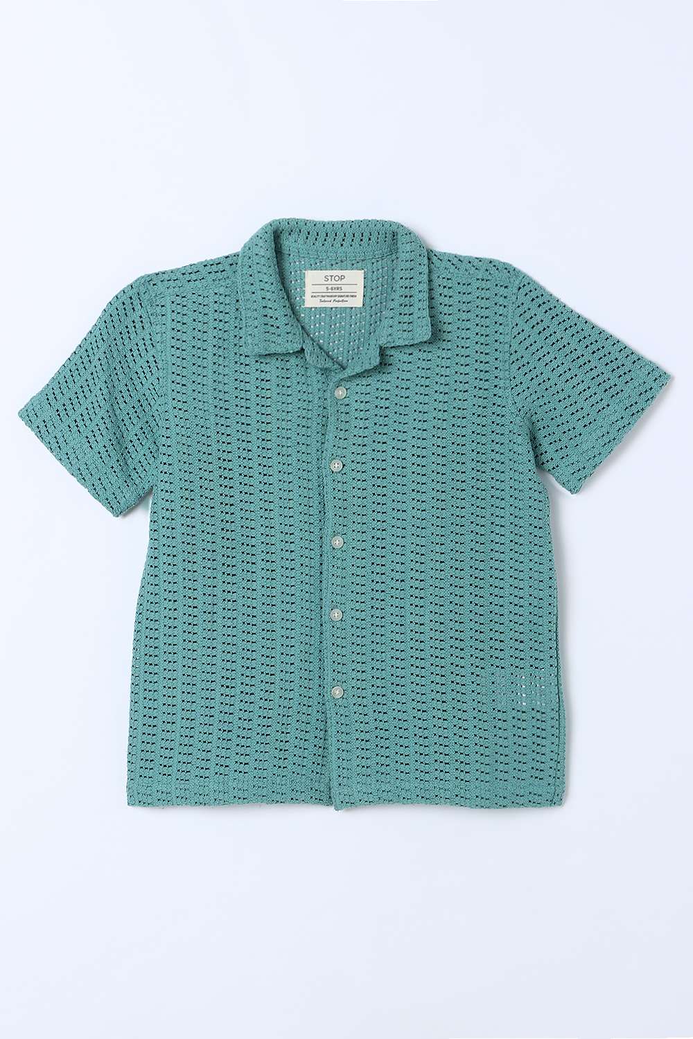 Solid-Blended-Fabric-Collared-Boys-Shirt