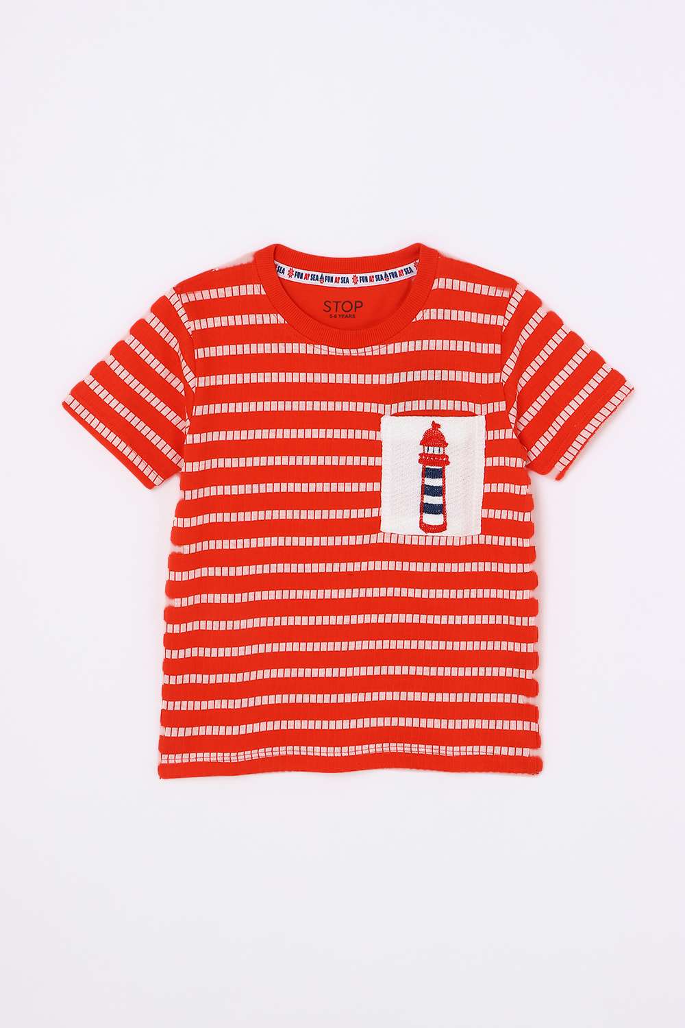 Stripes-Blended-Fabric-Round-Neck-Boys-T-Shirt