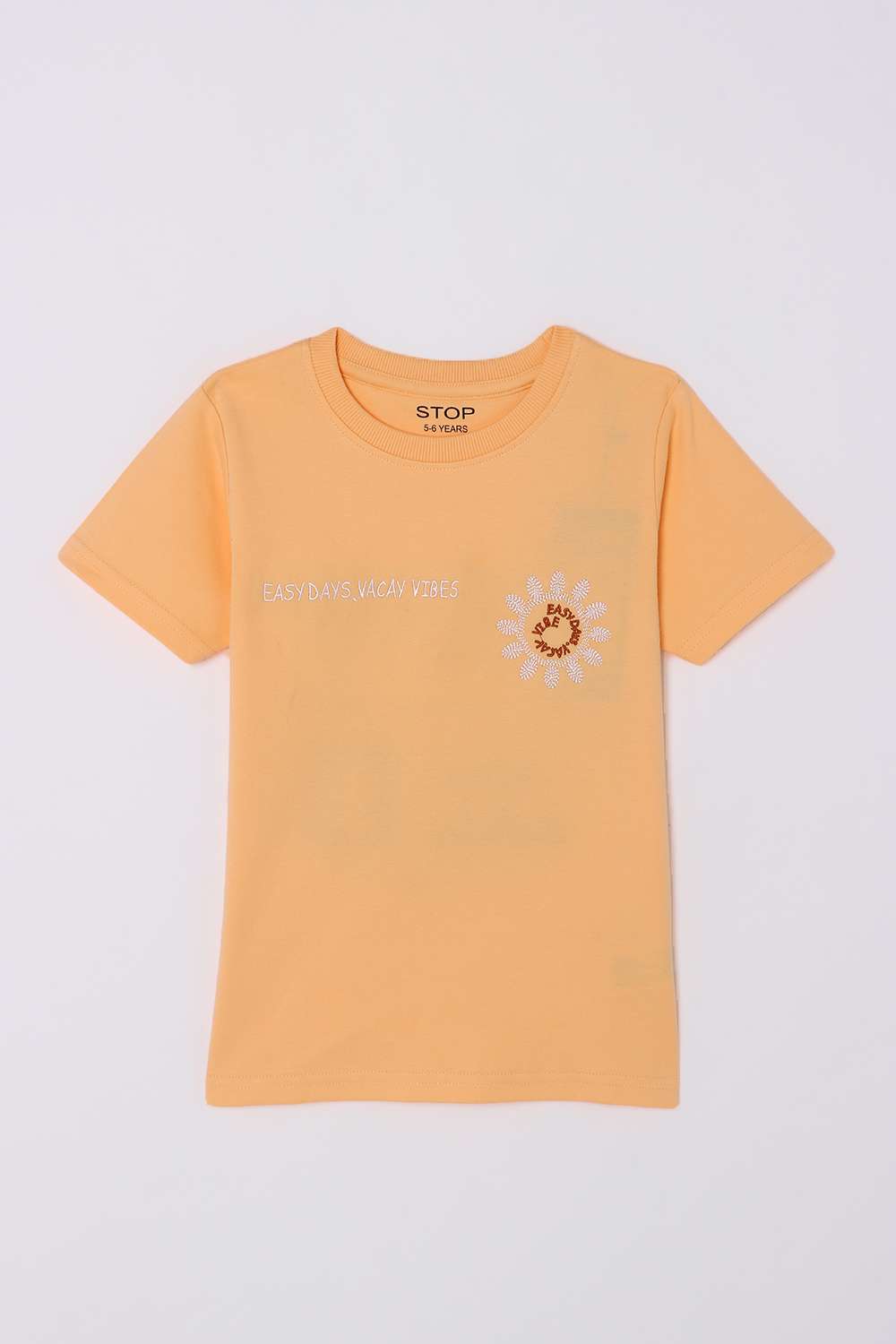 Embroidered-Blended-Fabric-Round-Neck-Boys-T-Shirt