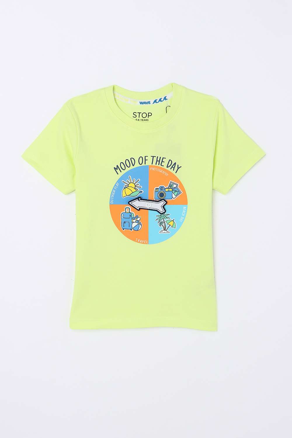 Graphic-Print-Blended-Fabric-Round-Neck-Boys-T-Shirt