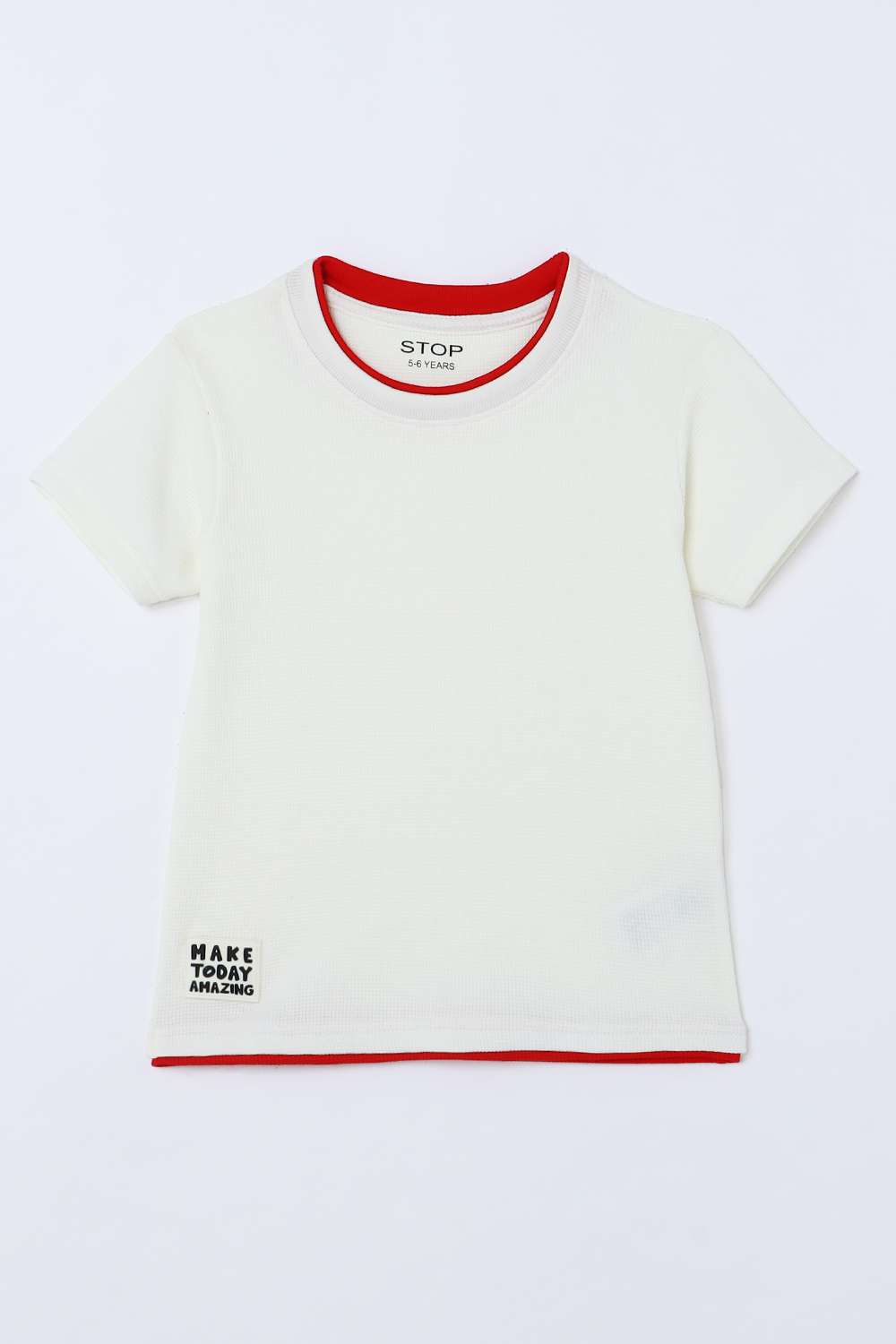Solid-Blended-Fabric-Round-Neck-Boys-T-Shirt