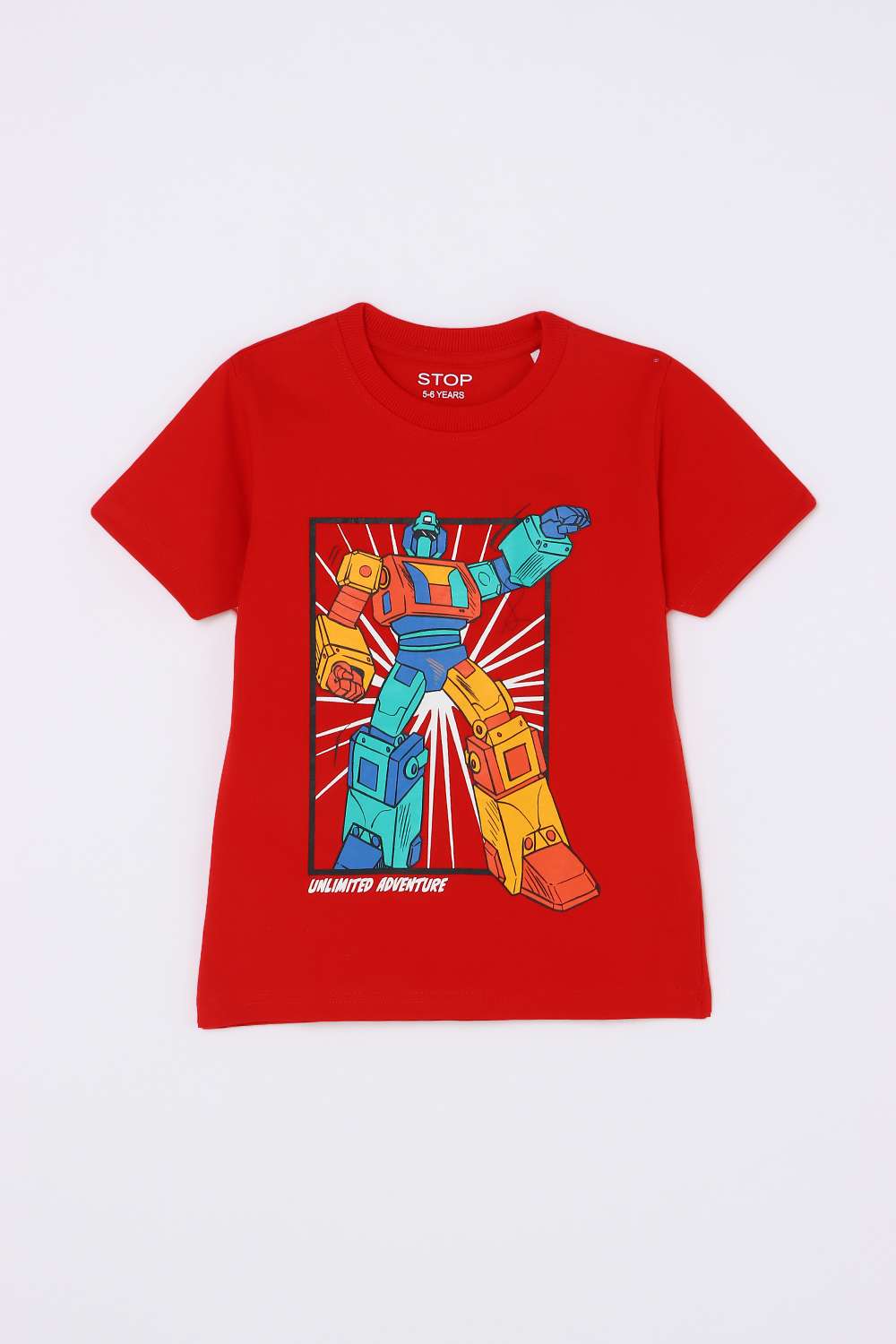 Graphic-Print-Blended-Fabric-Round-Neck-Boys-T-Shirt