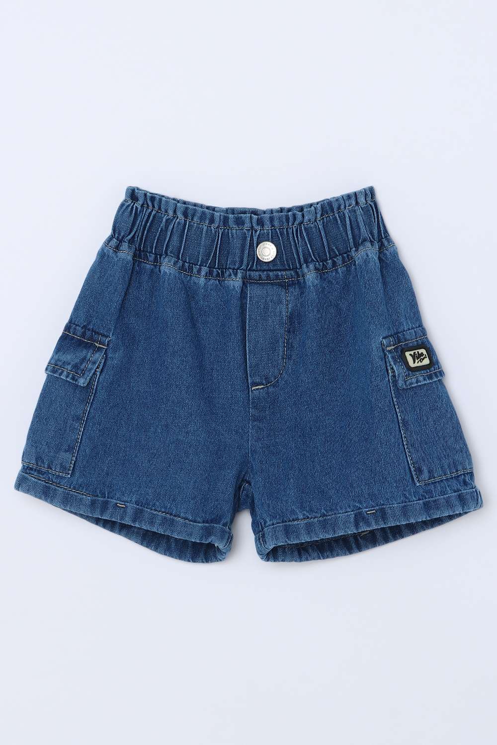 Solid-Denim-Regular-Fit-Girls-Shorts