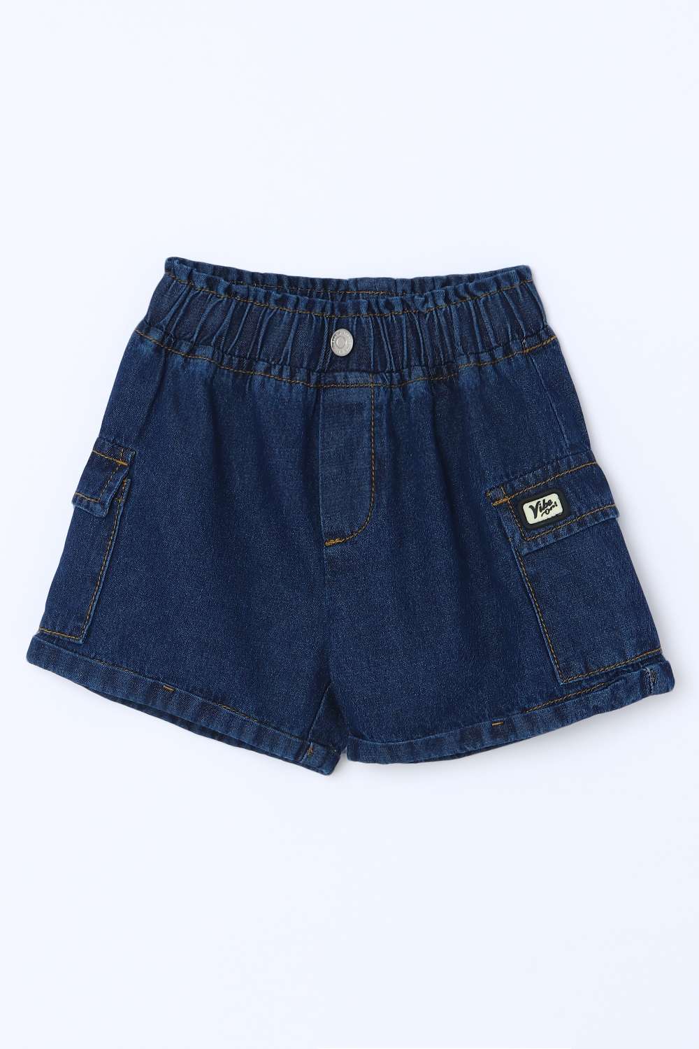 Solid-Denim-Regular-Fit-Girls-Shorts
