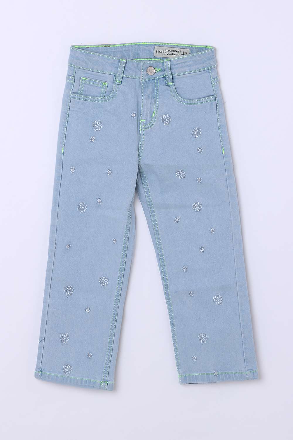Embroidered-Blended-Fabric-Regular-Fit-Girls-Jeans
