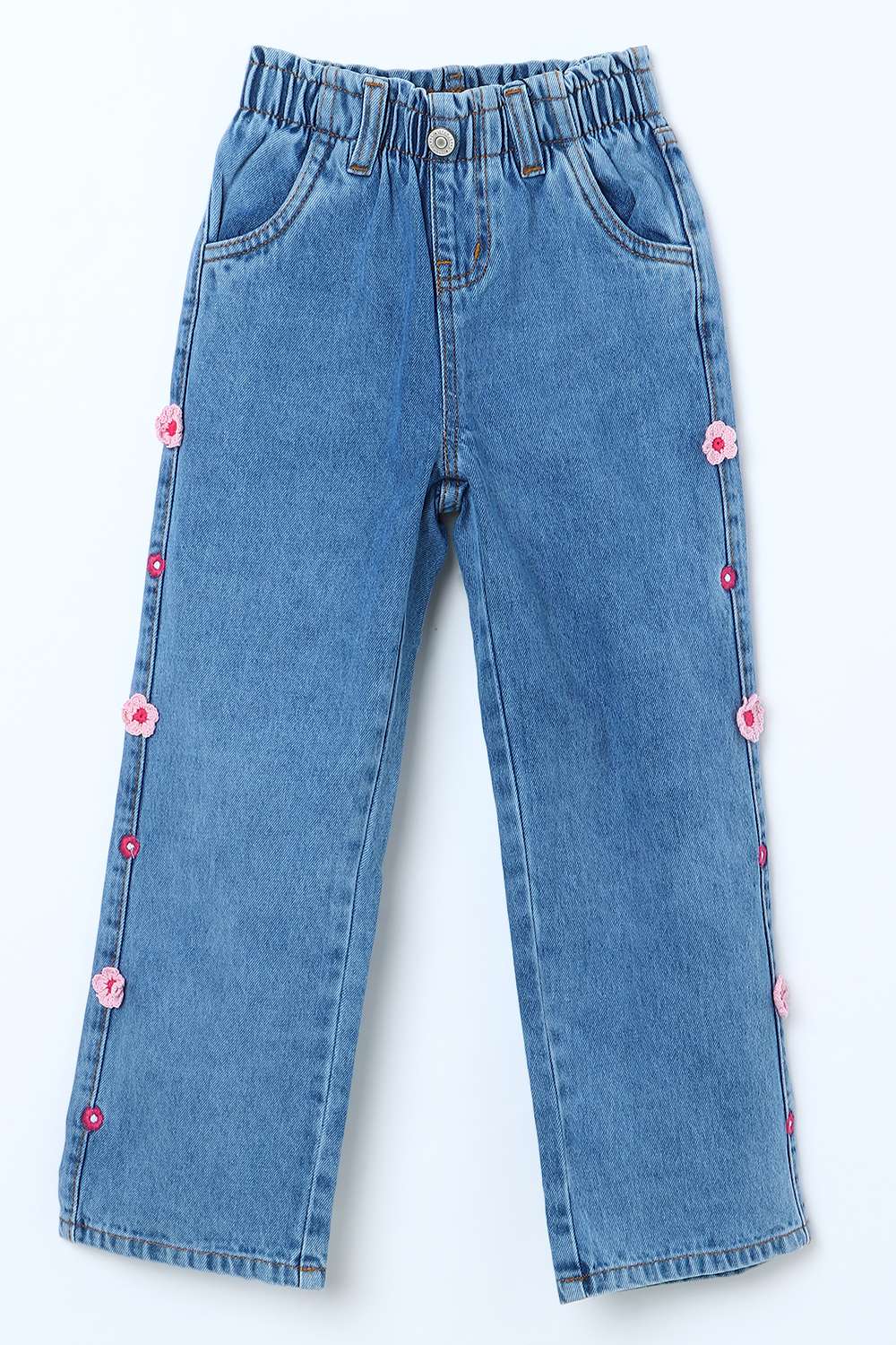 Solid-Blended-Fabric-Regular-Fit-Girls-Jeans