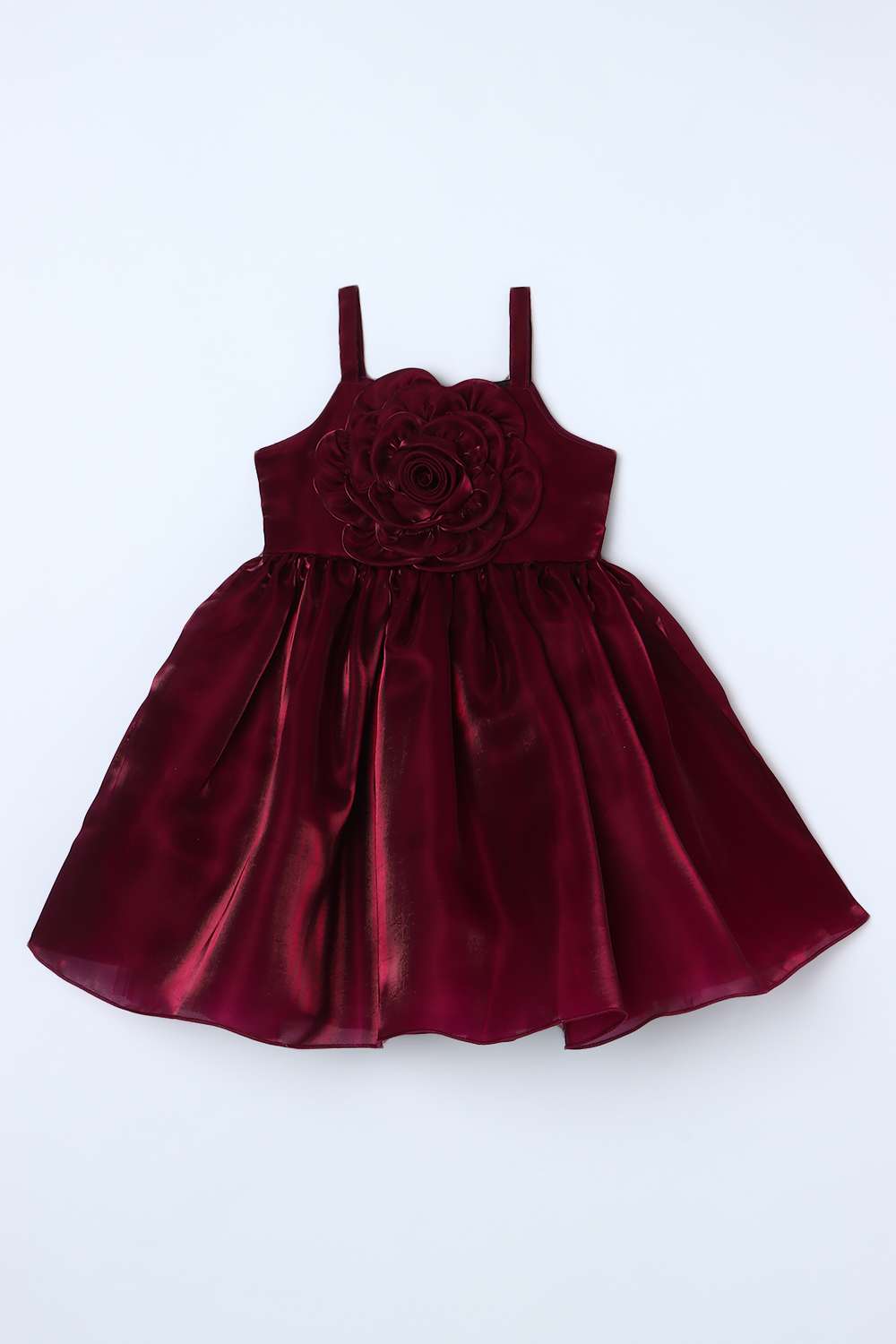 Solid-Blended-Fabric-Scoop-Neck-Girls-Party-Wear-Dress
