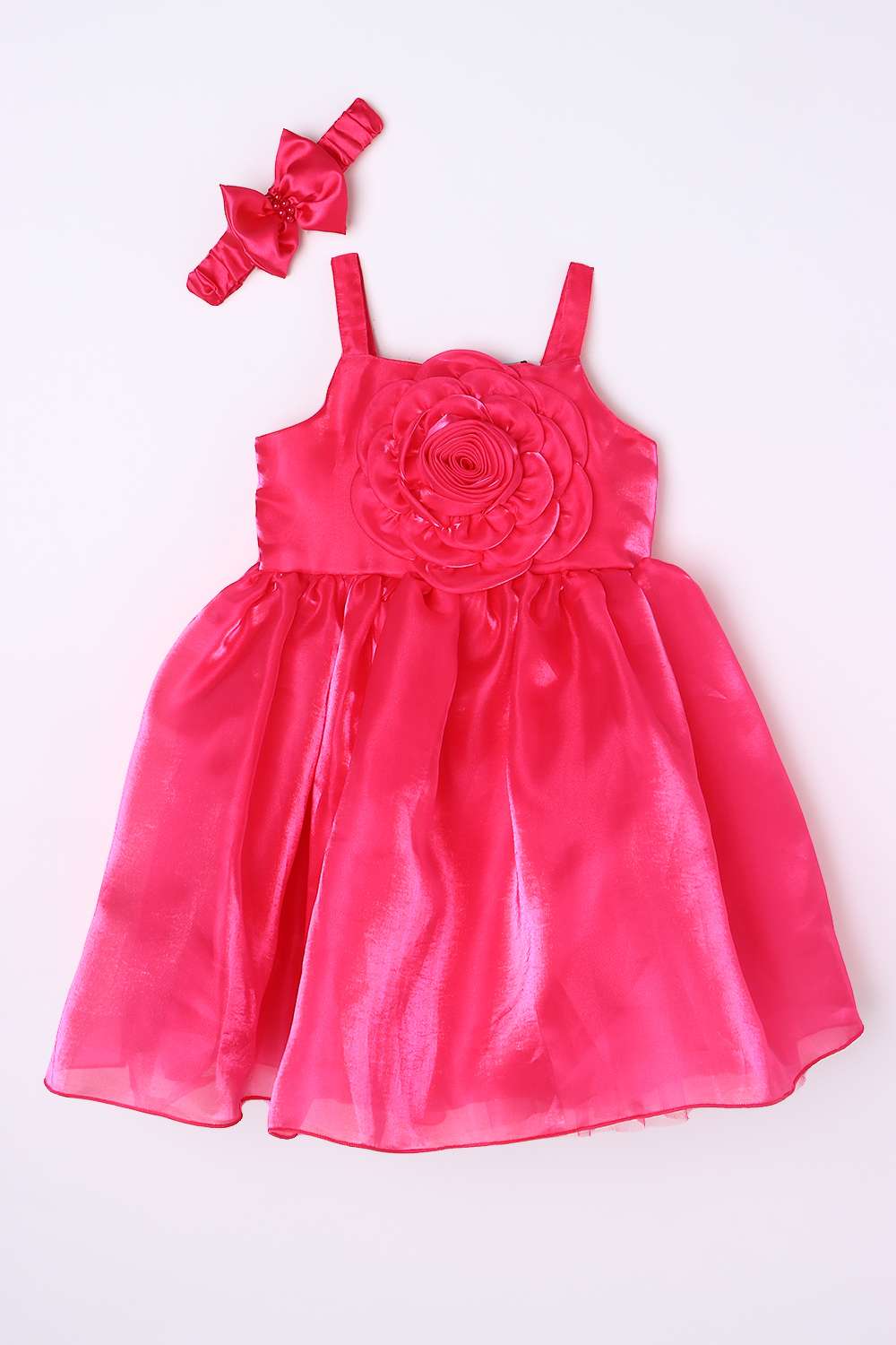 Solid-Blended-Fabric-Round-Neck-Girls-Party-Wear-Dress