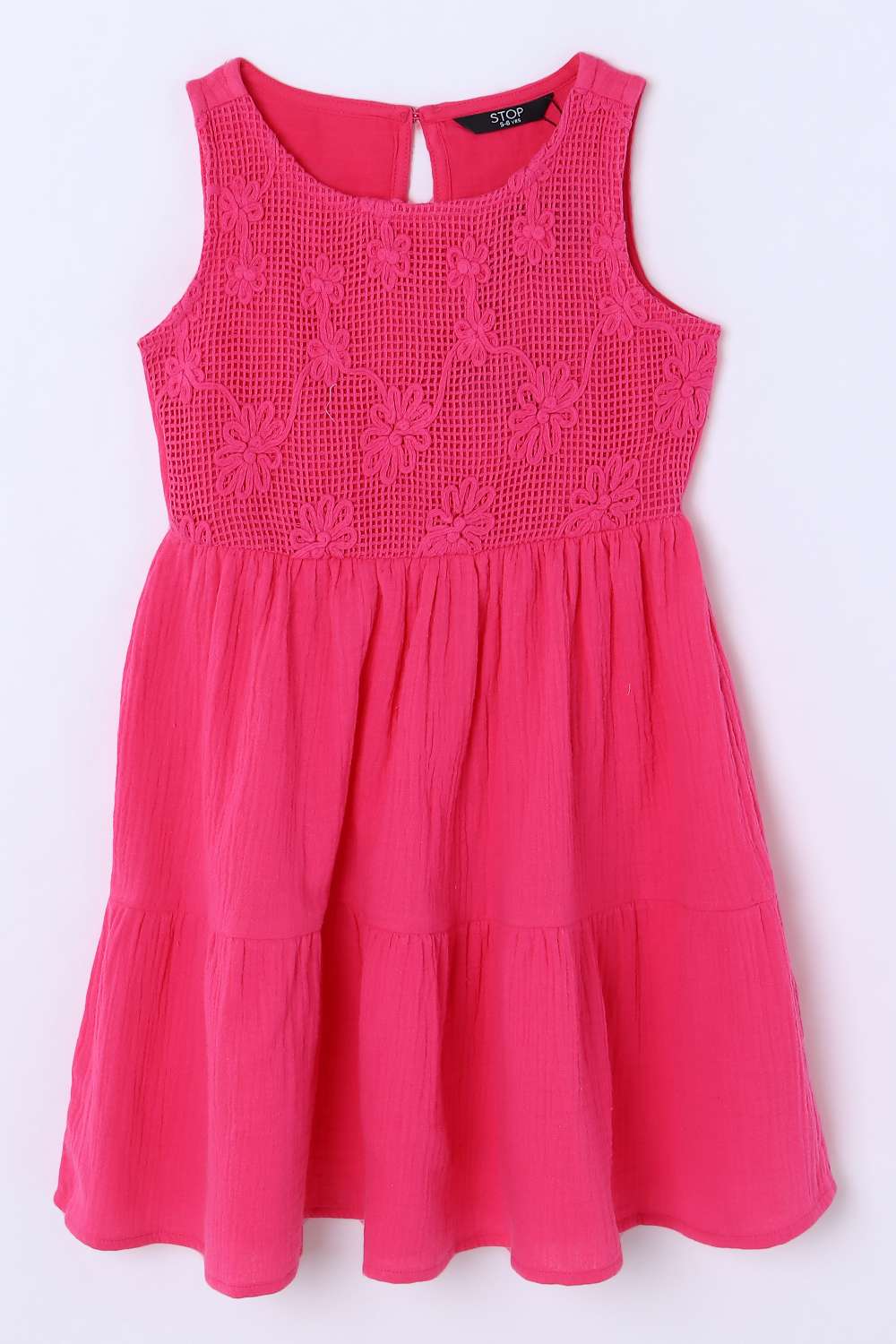 Solid-Cotton-Round-Neck-Girls-Casual-Wear-Dress