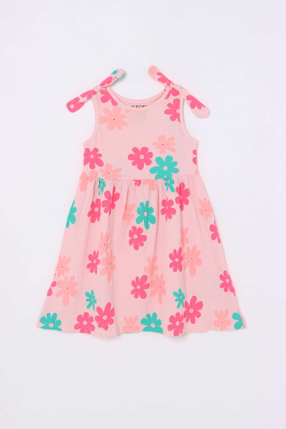 Floral-Blended-Fabric-Round-Neck-Girls-Casual-Wear-Dress