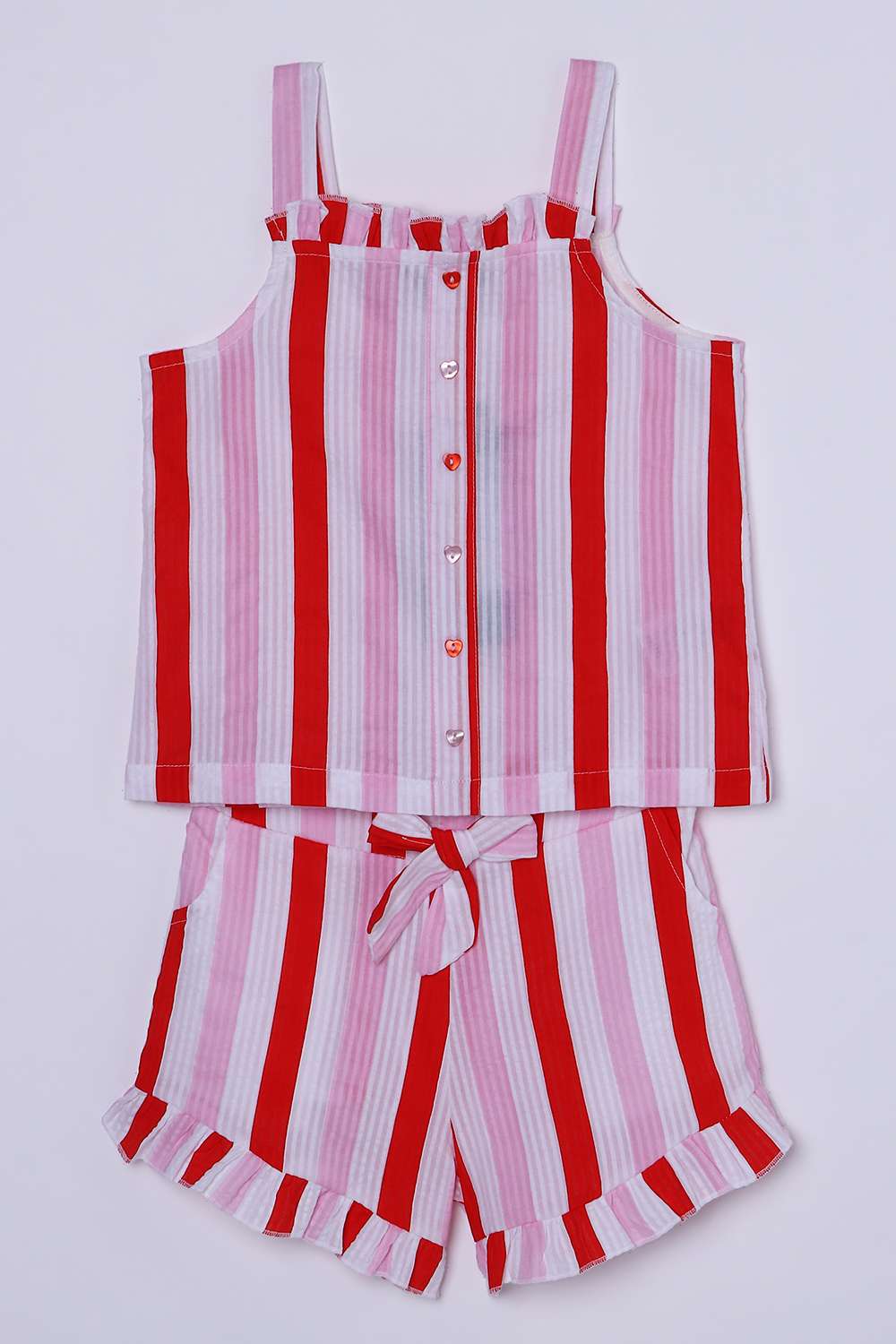 Stripes-Blended-Fabric-Scoop-Neck-Girls-Casual-Wear-Clothing-Set