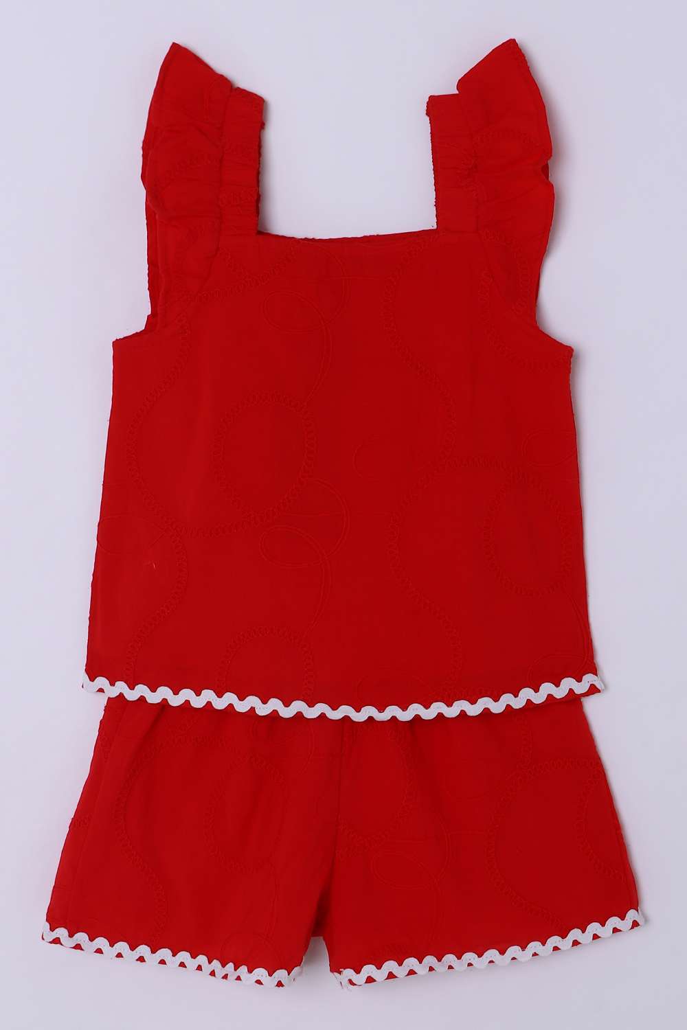 Embroidered-Blended-Fabric-Scoop-Neck-Girls-Clothing-Set