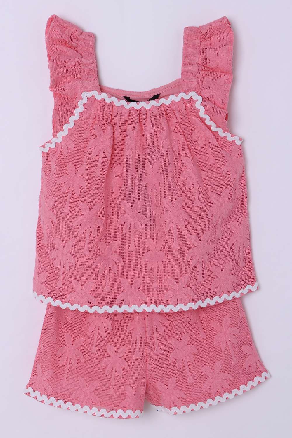 Graphic-Print-Blended-Fabric-Round-Neck-Girls-Clothing-Set