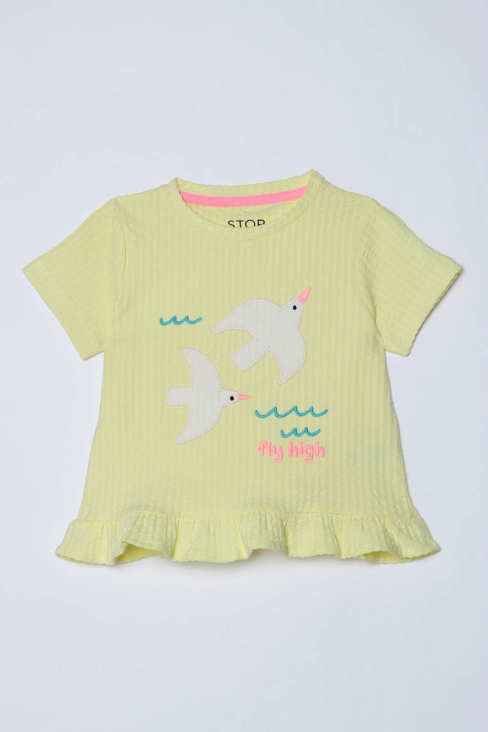Character-Print-Blended-Fabric-Round-Neck-Girls-T-Shirt