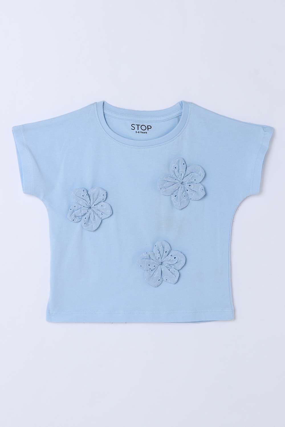 Solid-Cotton-Round-Neck-Girls-T-Shirt