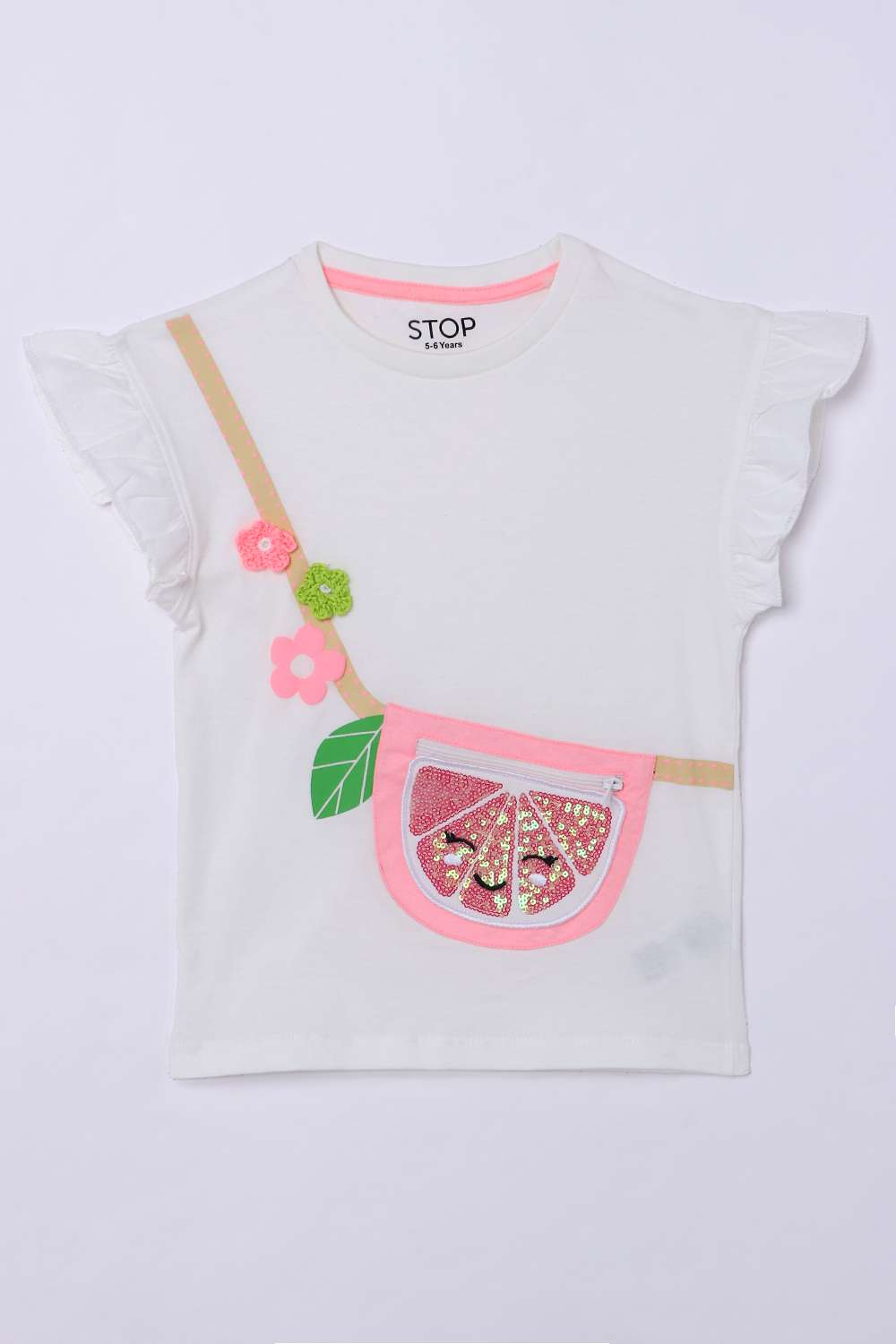 Character-Print-Blended-Fabric-Round-Neck-Girls-T-Shirt