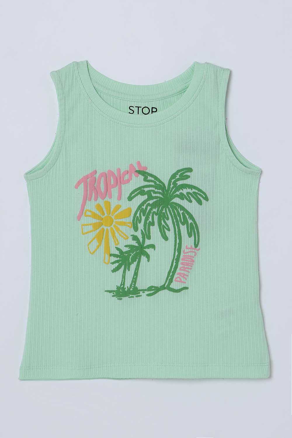 Graphic-Print-Blended-Fabric-Round-Neck-Girls-T-Shirt