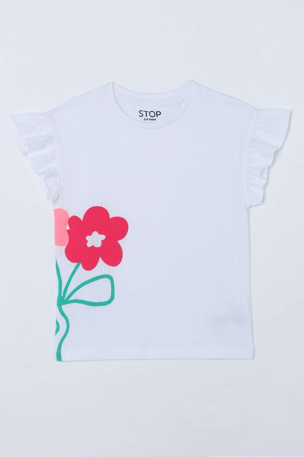 Solid-Blended-Fabric-Round-Neck-Girls-T-Shirt