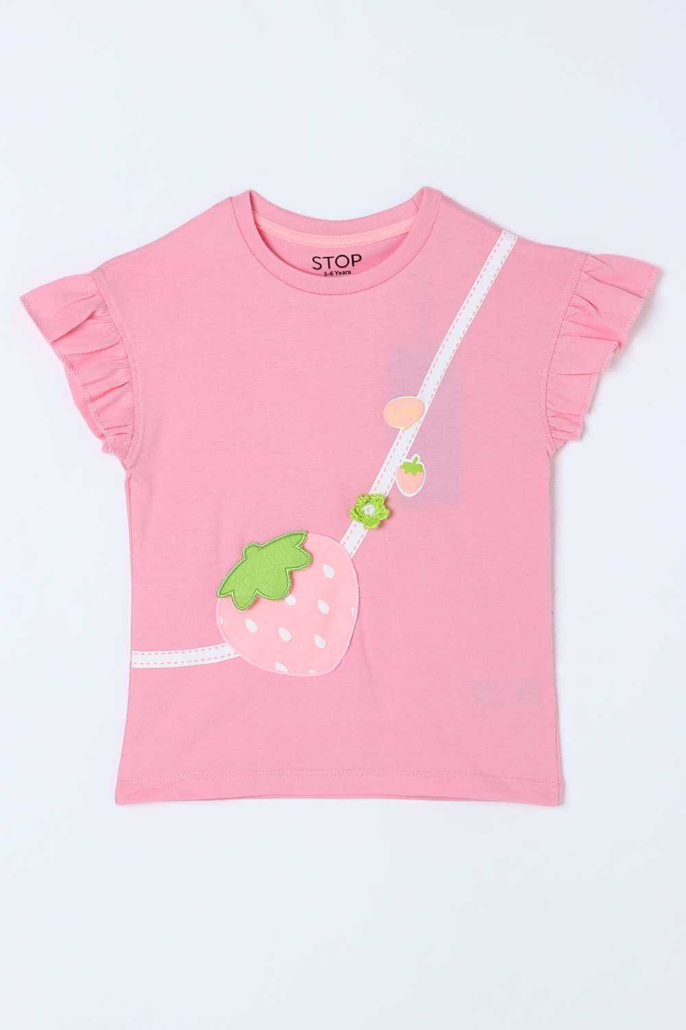 Solid-Blended-Fabric-Round-Neck-Girls-T-Shirt