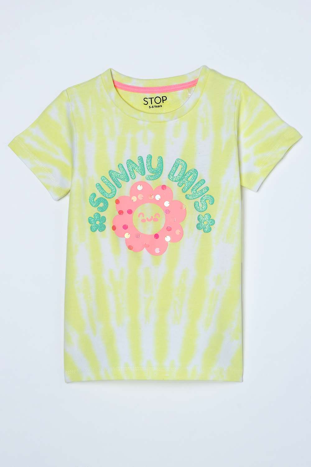 Solid-Blended-Fabric-Round-Neck-Girls-T-Shirt