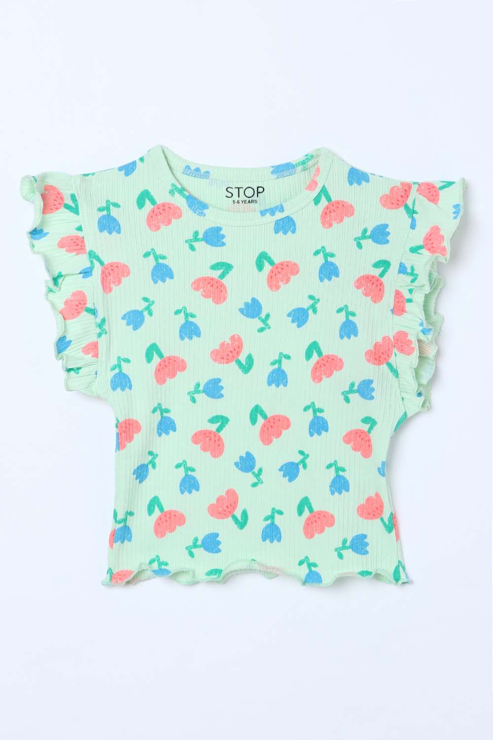 Solid-Blended-Fabric-Round-Neck-Girls-T-Shirt