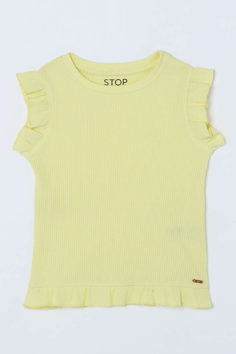 Solid-Blended-Fabric-Round-Neck-Girls-T-Shirt